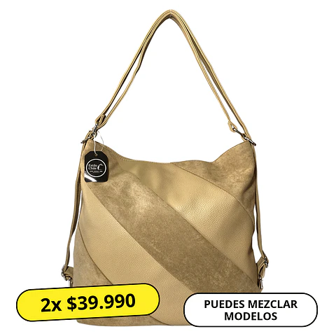 Cartera y Mochila Beige (Con capacidad para Pc 14")