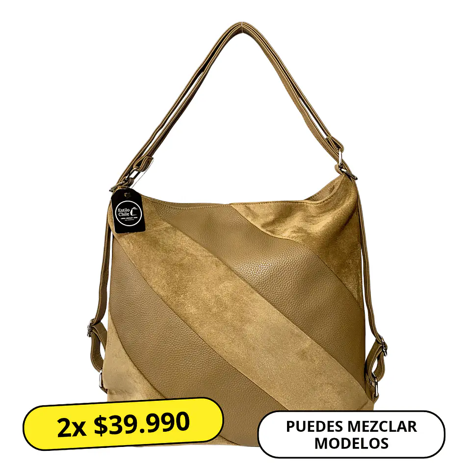 Cartera y Mochila Café (Con capacidad para Pc 14