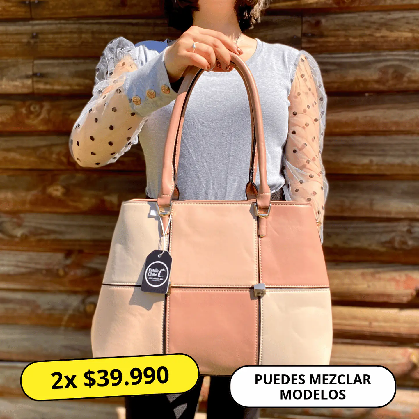 Cartera Rosada Eco Cuero Mujer 1