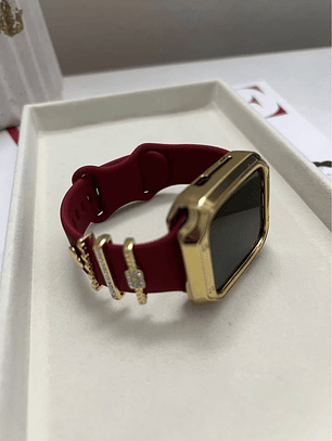 Kit Luxury Full Gold para Apple Watch: Correa Silicone Premium + Set de 4 Pines + Bumper Gold