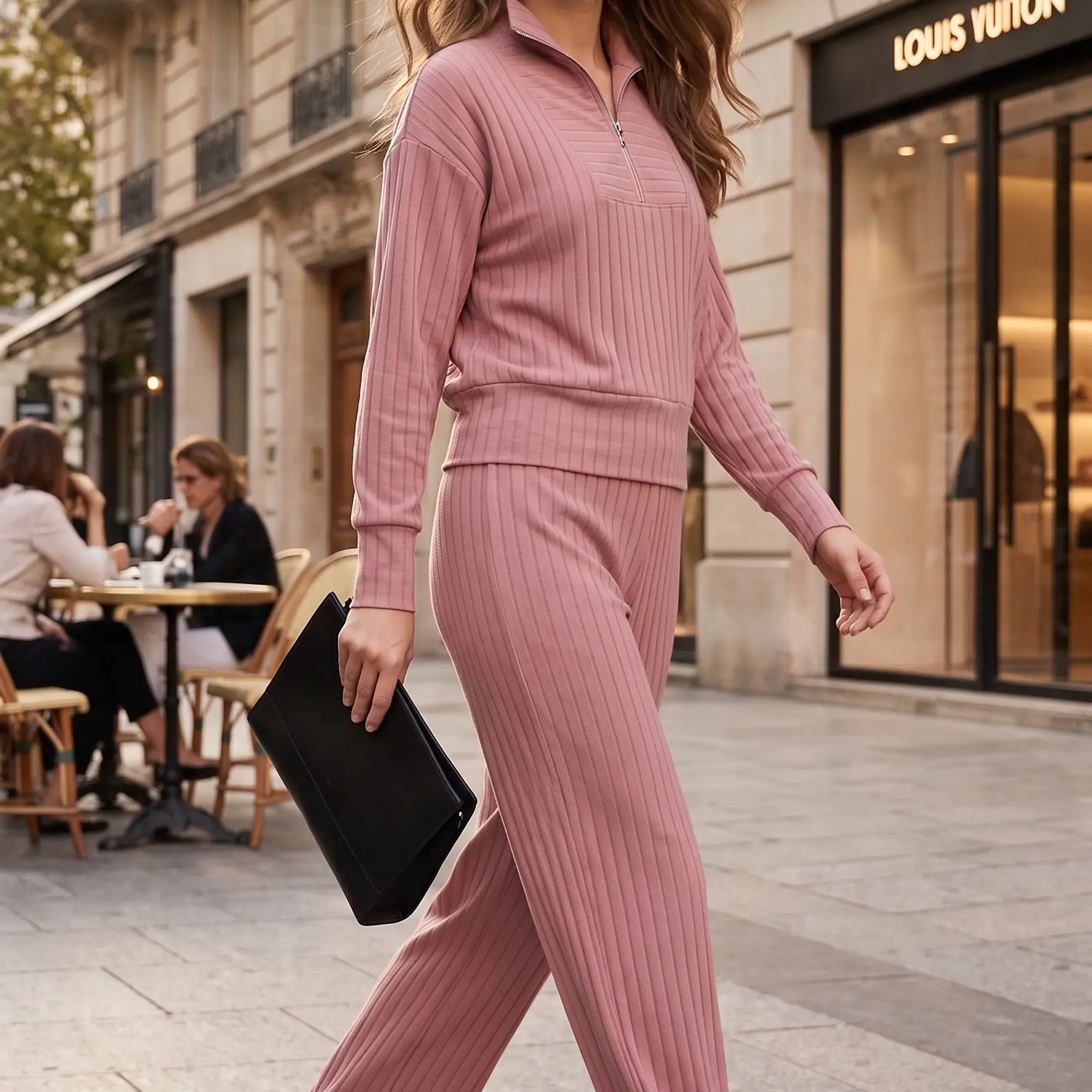 Conjunto de dos piezas para viajar , teletrabajo, hacer compras muy versatil  – Rosa Palo 3