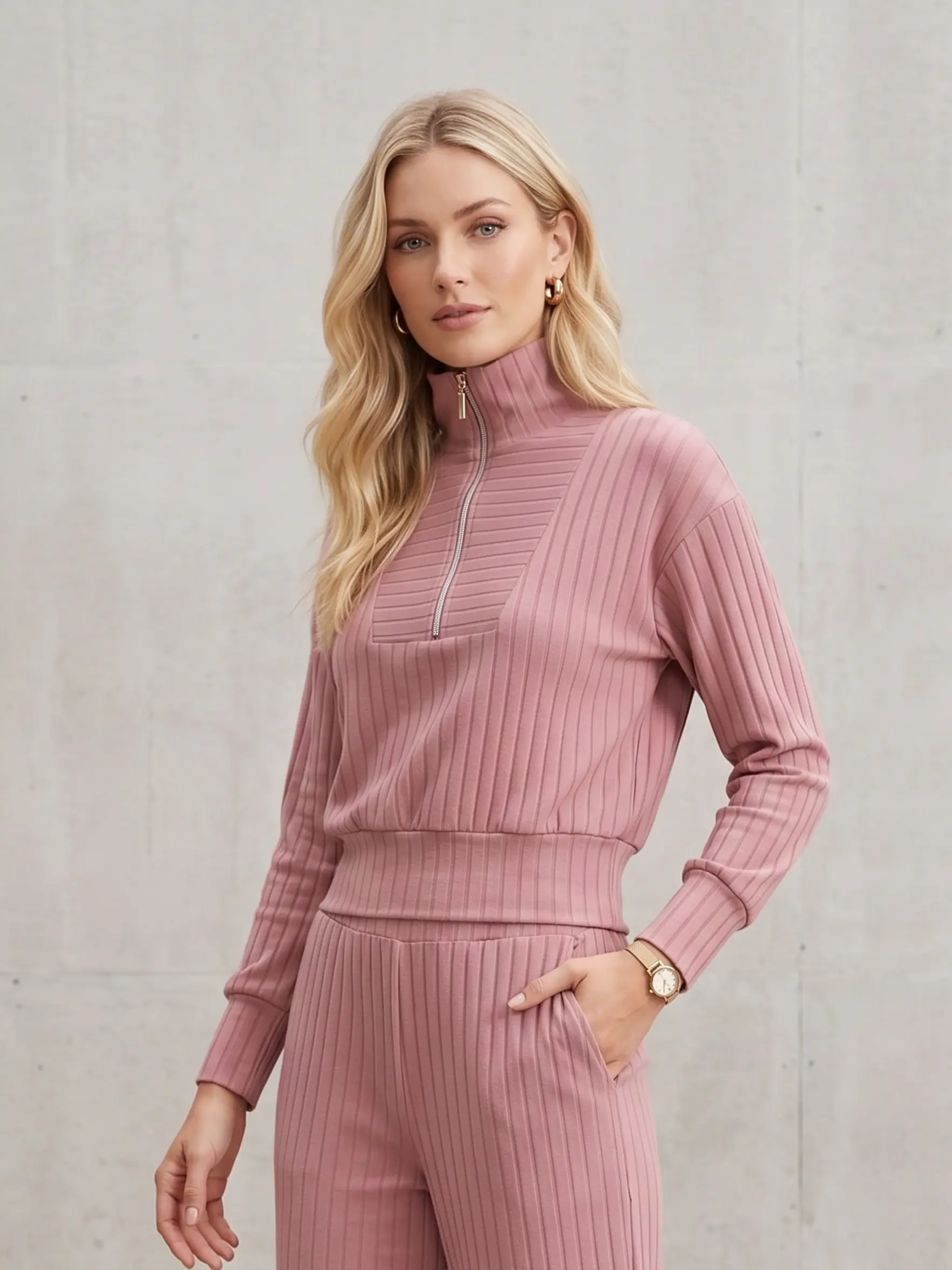 Conjunto de dos piezas para viajar , teletrabajo, hacer compras muy versatil  – Rosa Palo 1