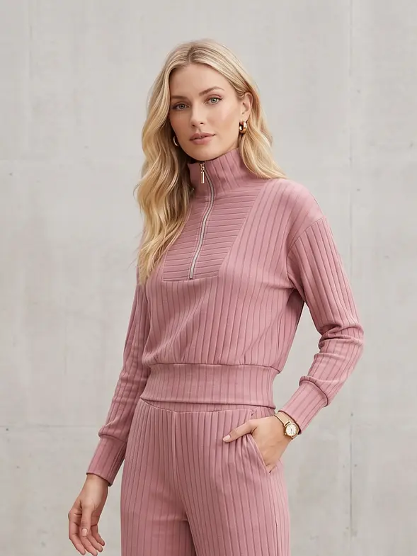 Conjunto de dos piezas para viajar , teletrabajo, hacer compras muy versatil  – Rosa Palo 1
