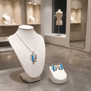 Conjunto de Plata 925 Mexicana con Detalles Turquesa