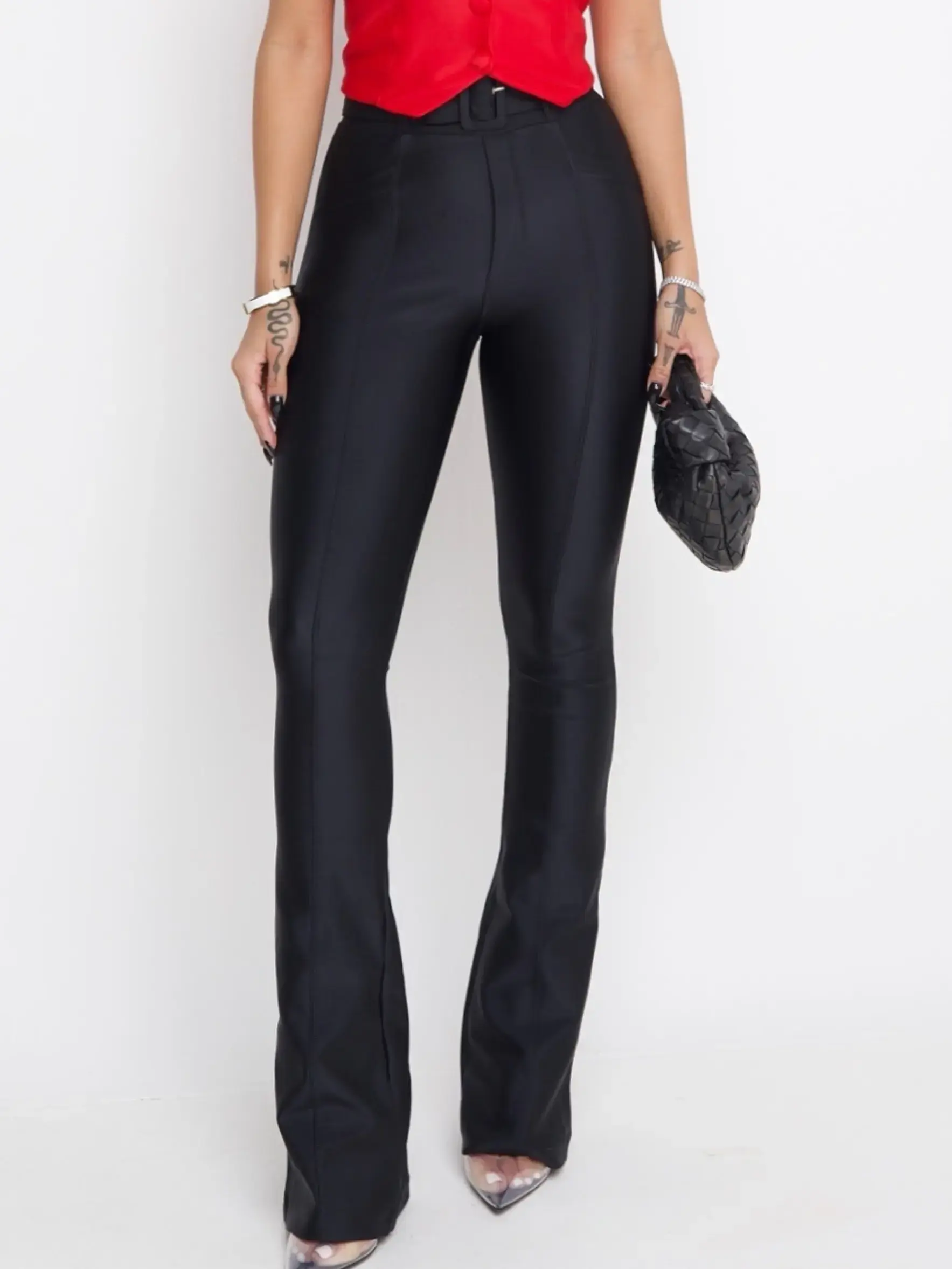 Pantalón Flare Prada Lipo Modelador con Cinturón  5