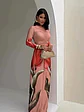 Vestido Largo Ajustado con Estampado Floral Artístico y Drapeado - Miniatura 1