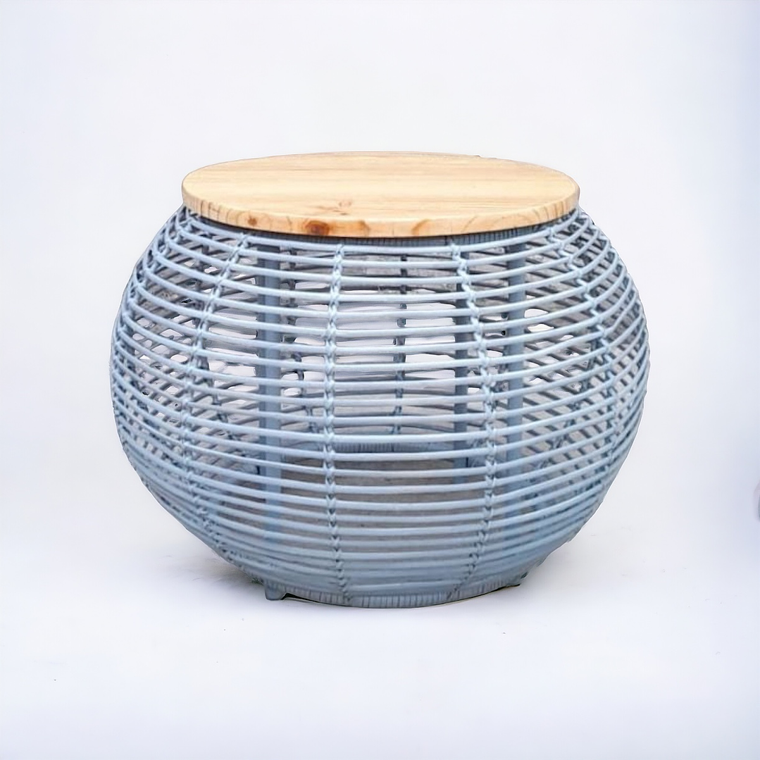 Mesa redonda empalizada gris 2