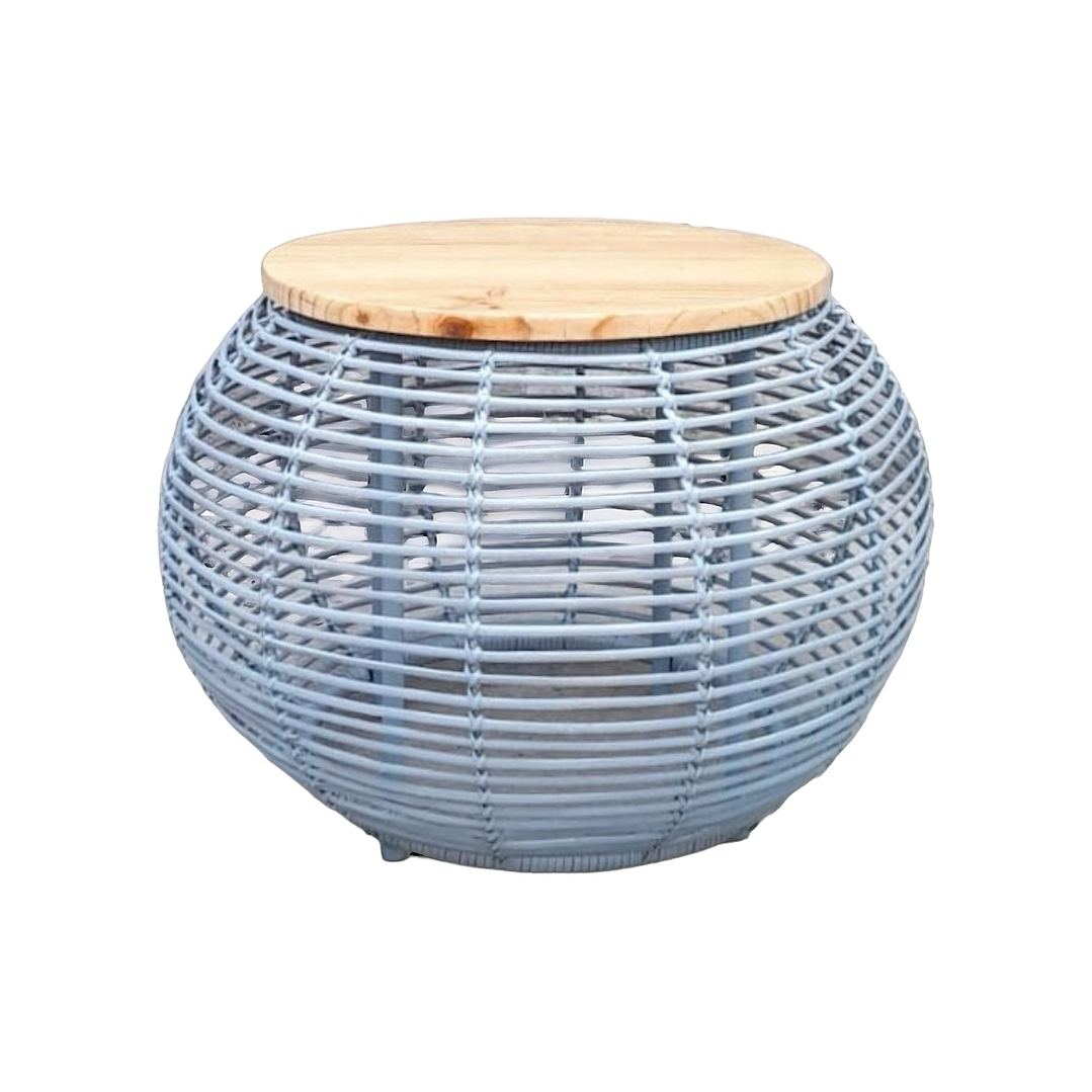 Mesa redonda empalizada gris 1