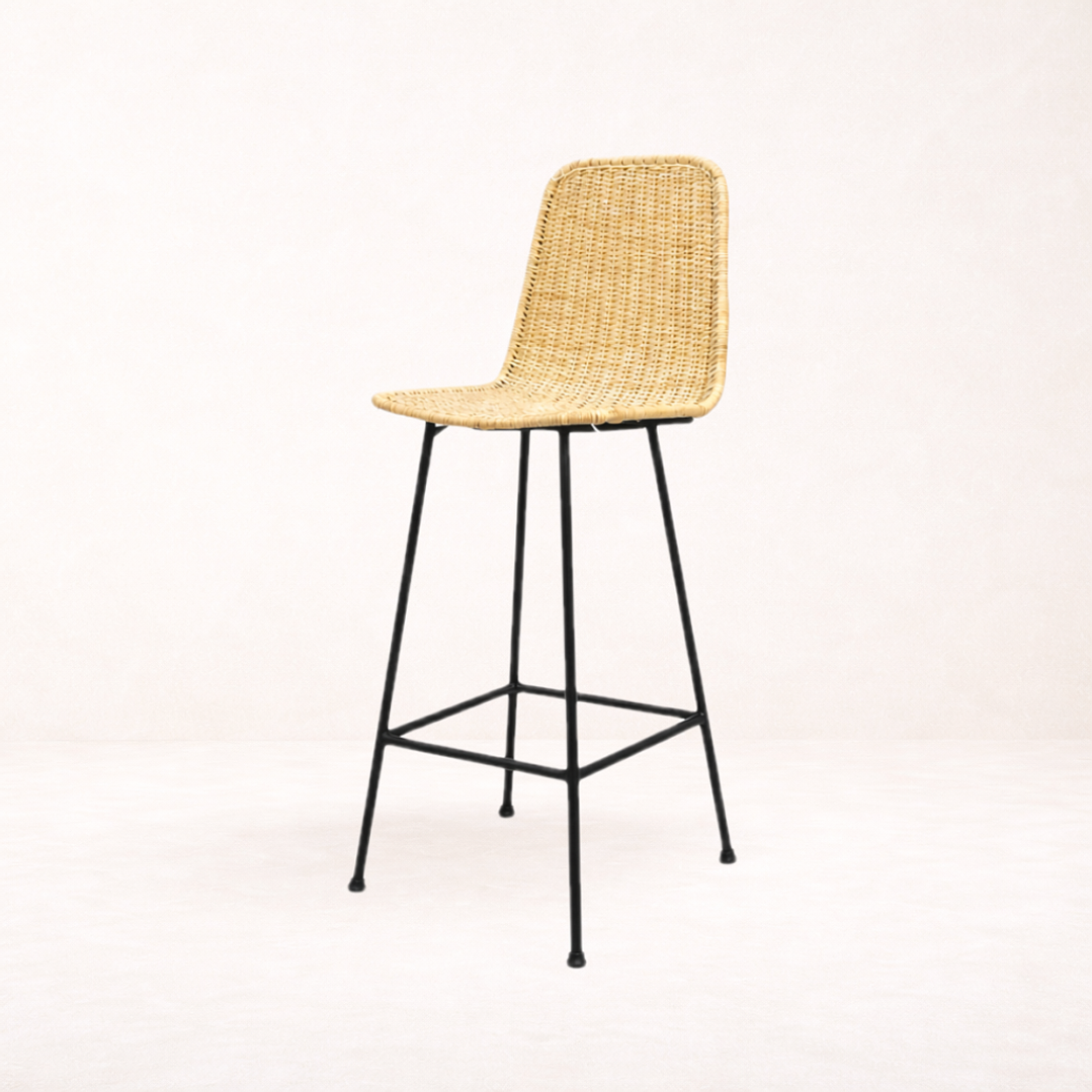 Taburete de mimbre - Respaldo alto 2