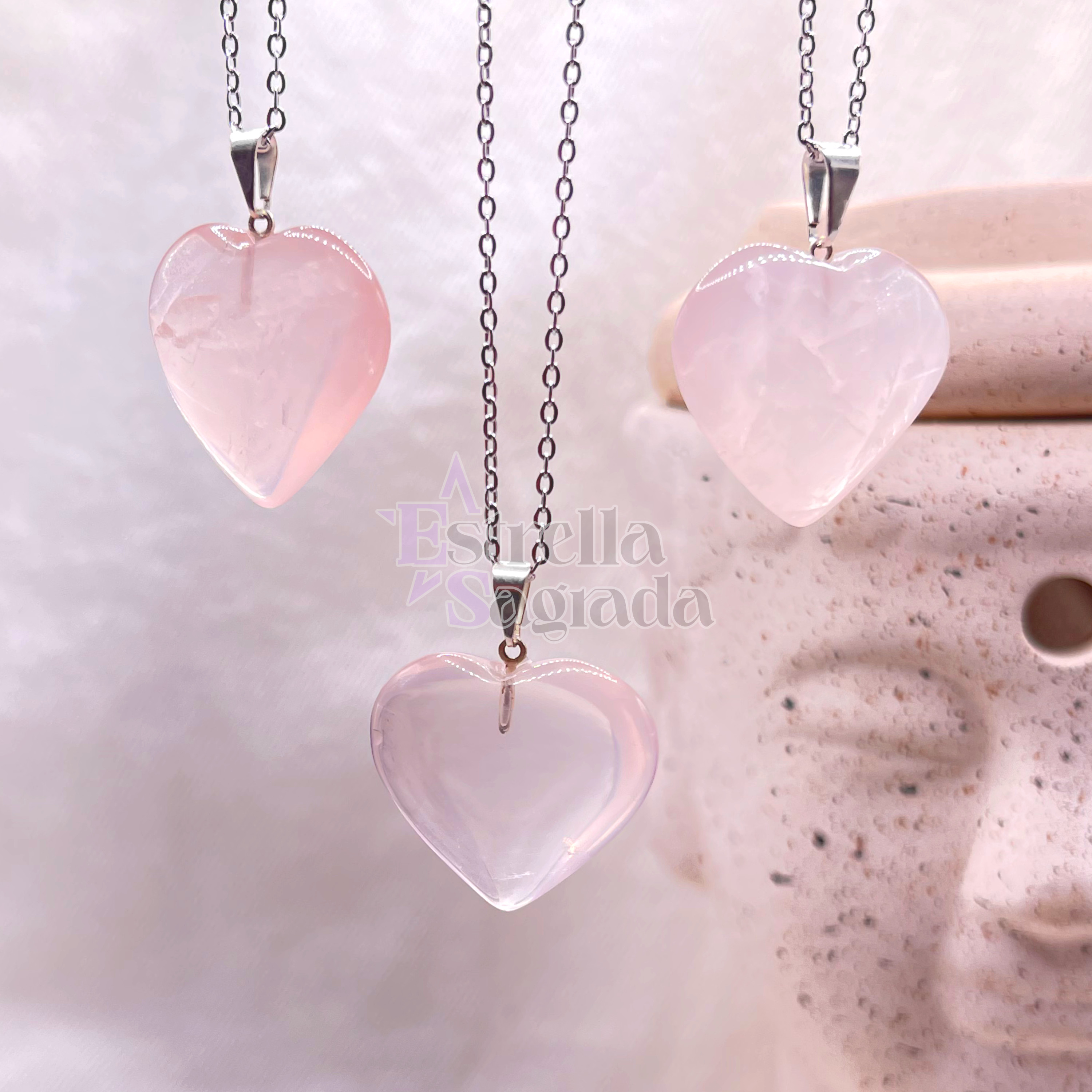 Dije Corazón Cuarzo Rosa 1