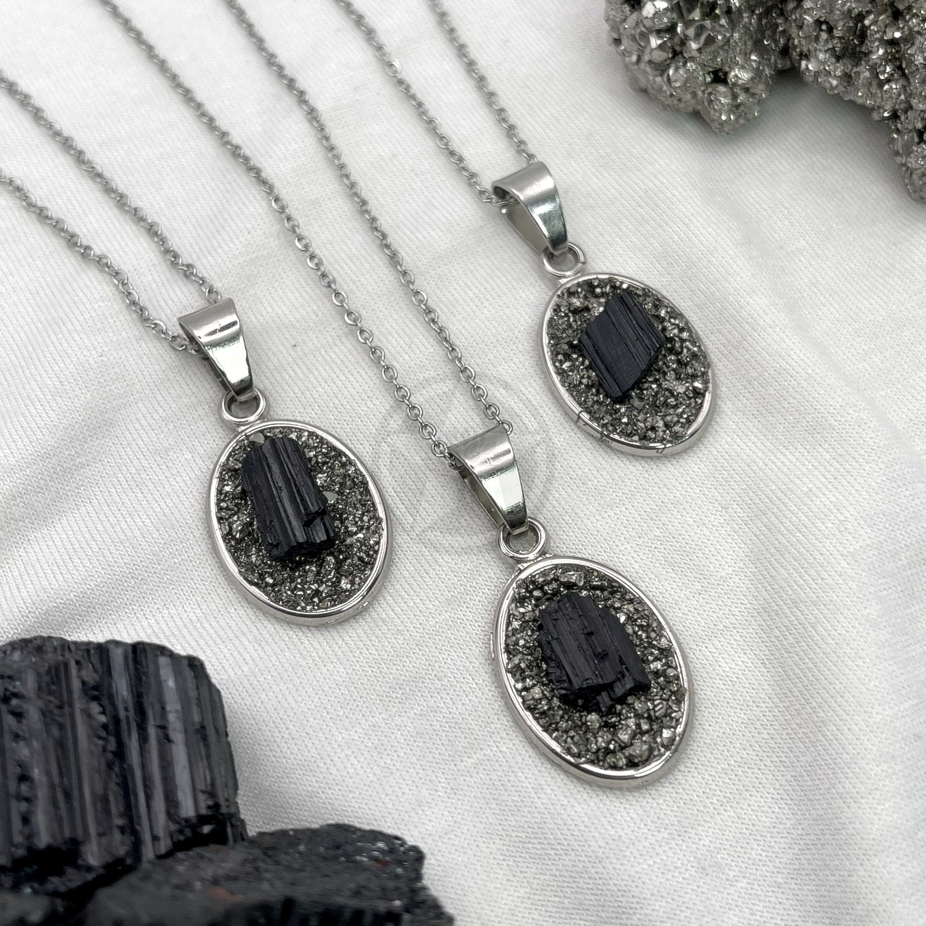 Collar De Fuerza Turmalina Negra Pirita 1