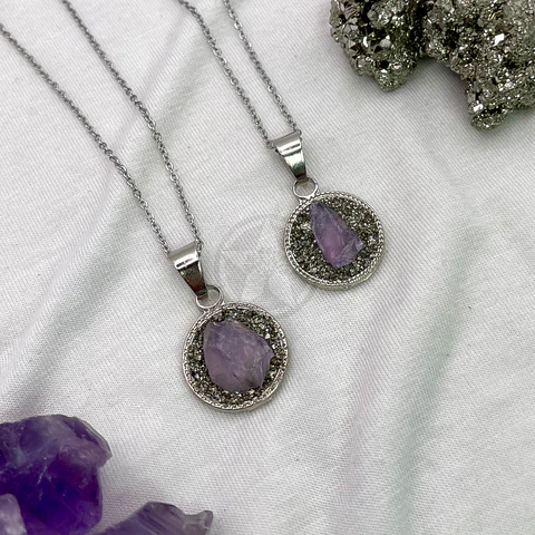 Collar De Prosperidad Amatista Pirita