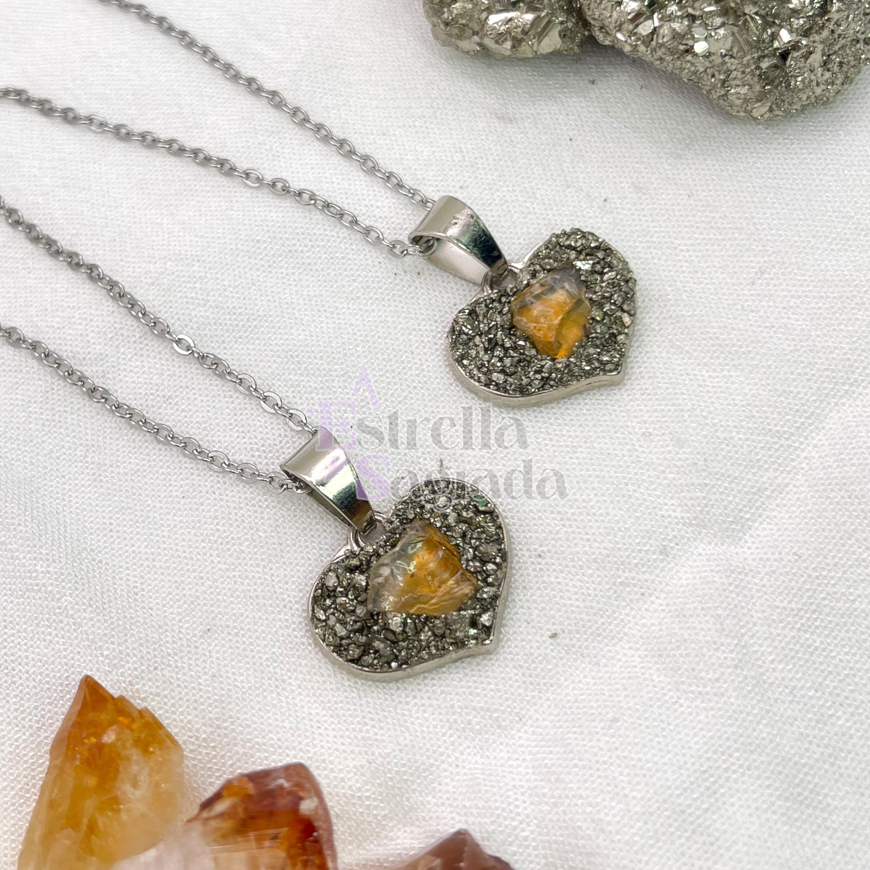 Collar Corazón De Abundancia Citrino Pirita 1