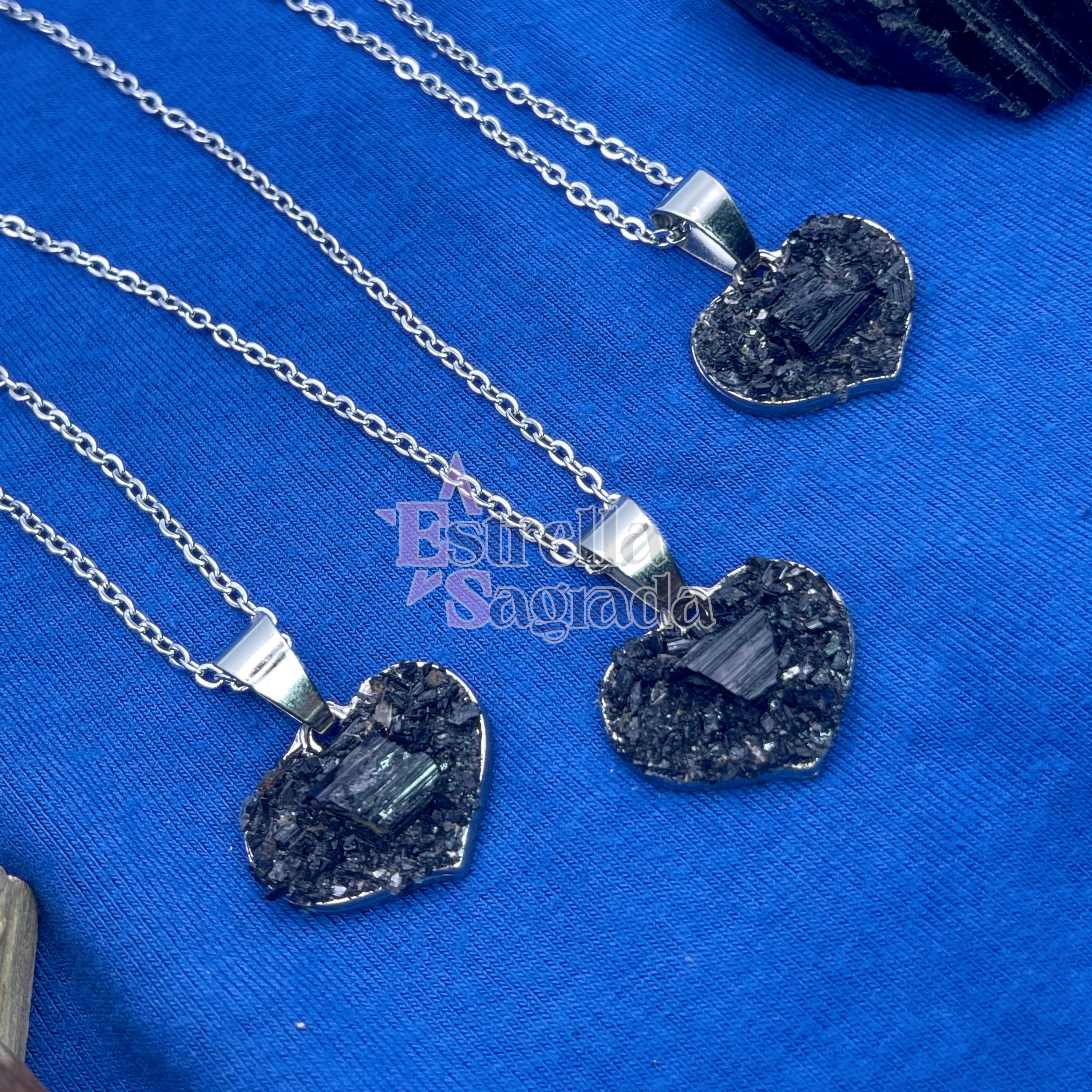 Collar Corazón De Protección Turmalina Negra 1