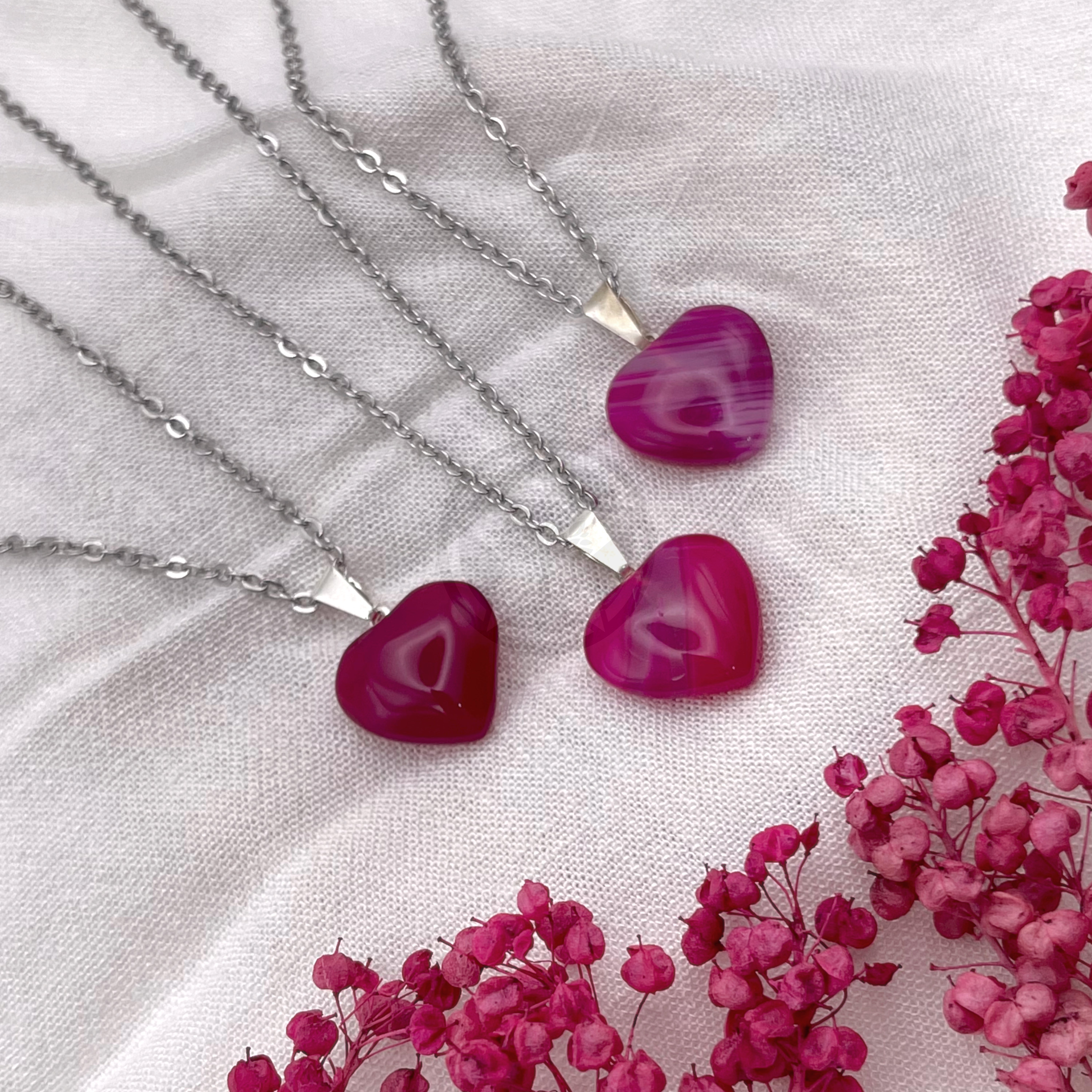 Dije Corazón Ágata Rosa Mini 2