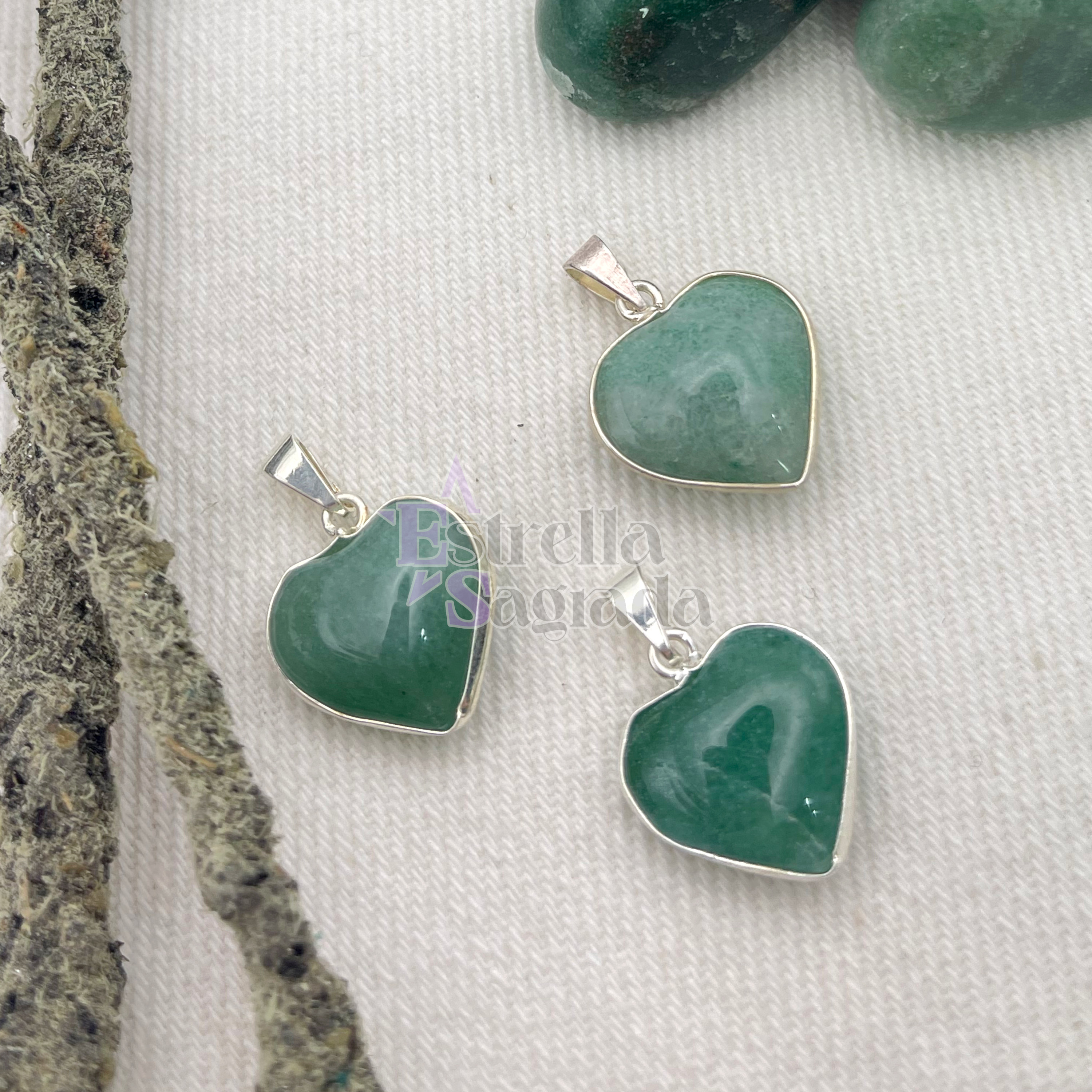 Dije Corazón Cuarzo Verde Con Virola Mini 2
