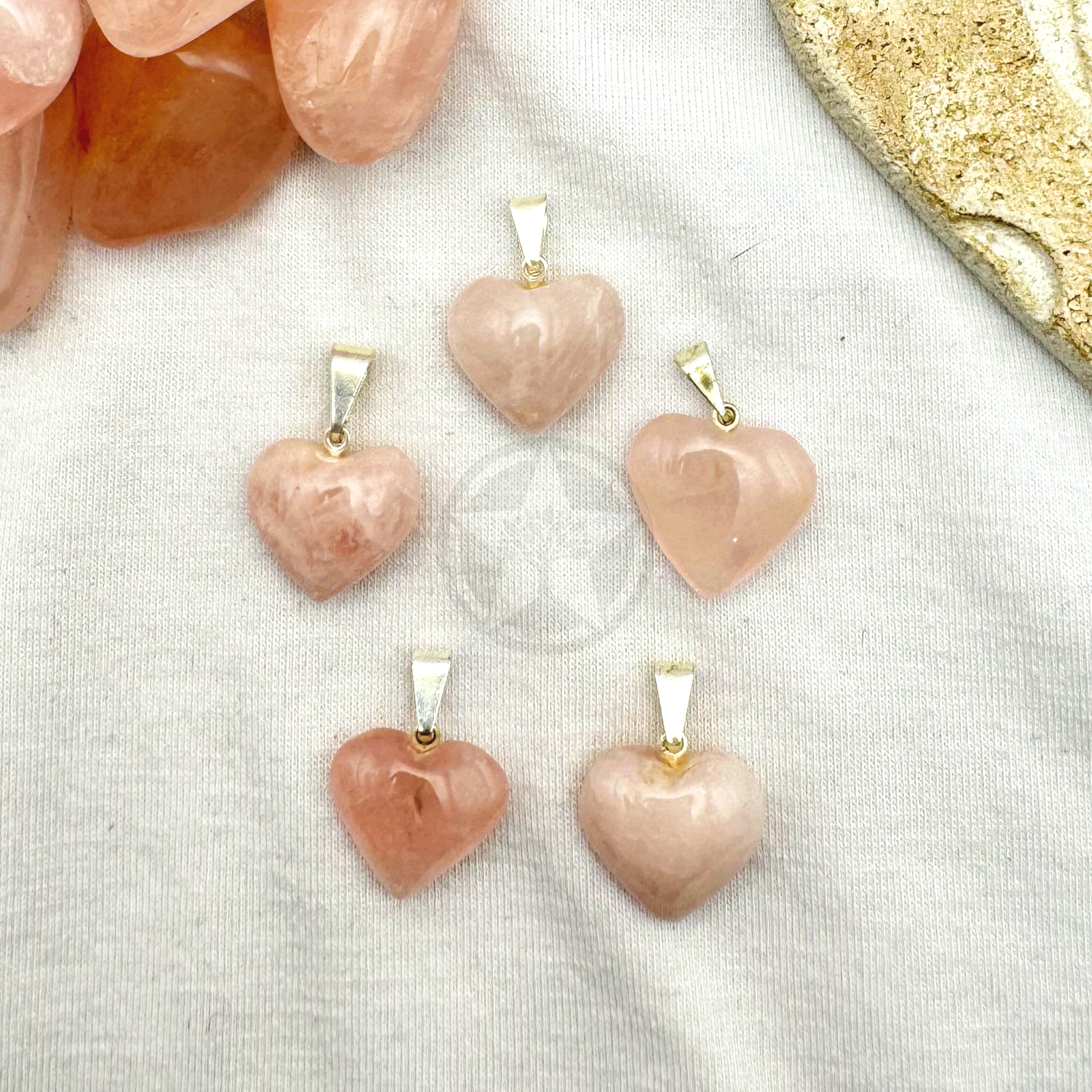 Dije Corazón Cuarzo Rosa Mini 1