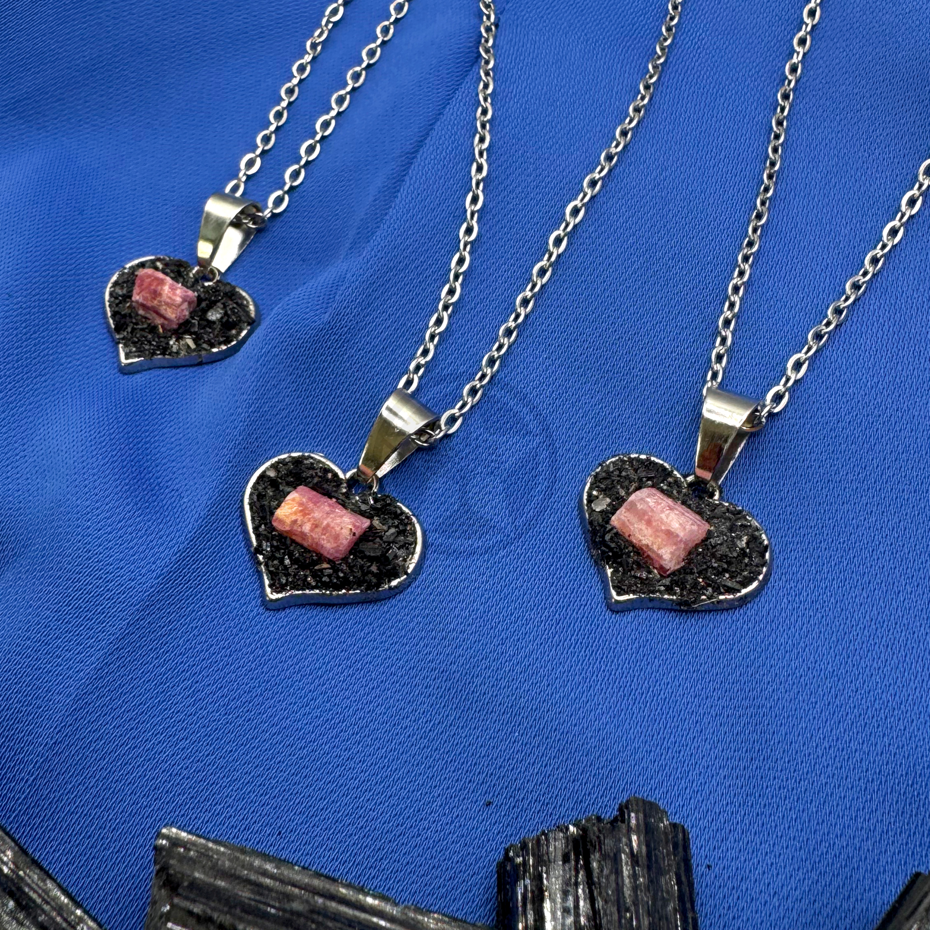 Collar Corazón De Paz Turmalina Rosa 1