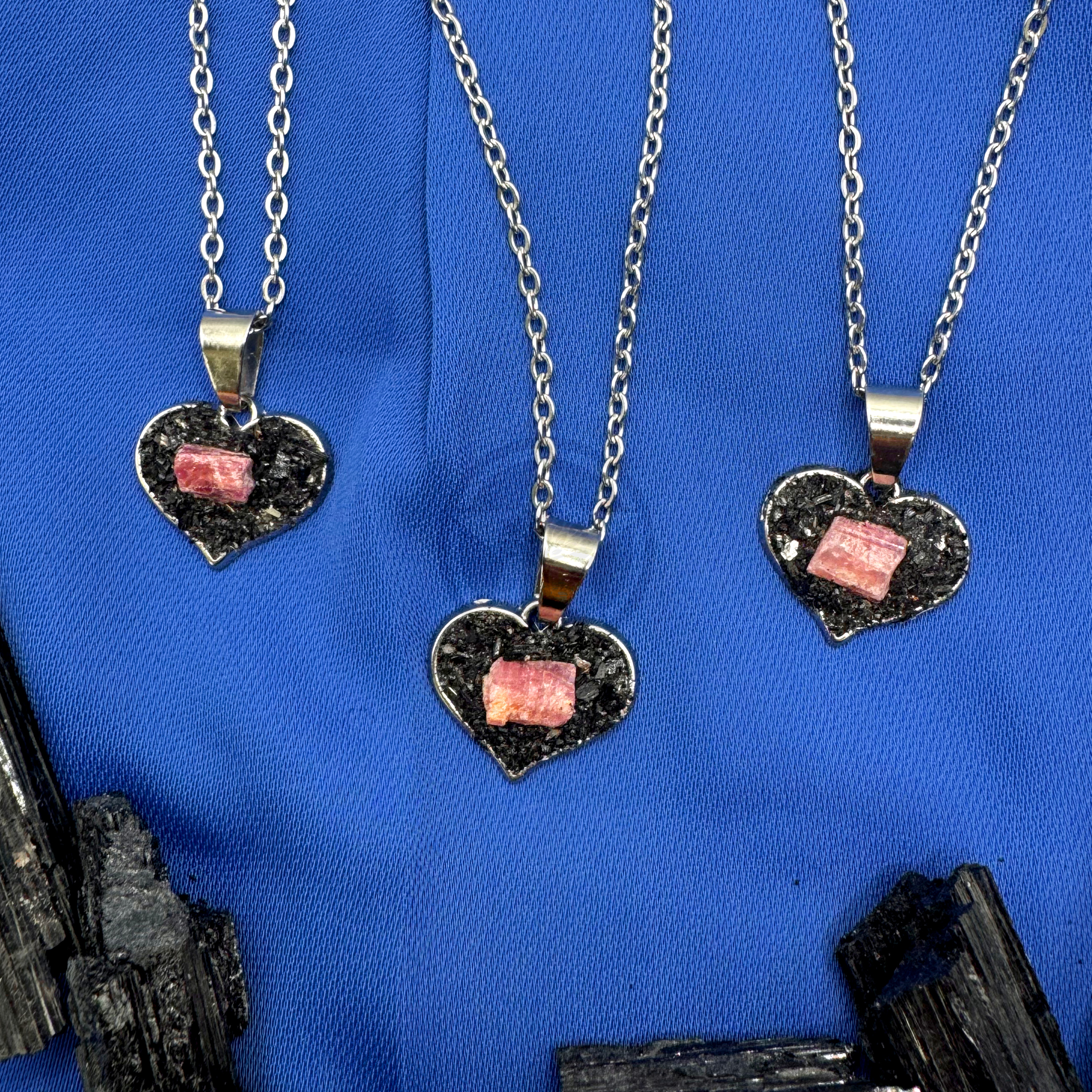 Collar Corazón De Paz Turmalina Rosa 2