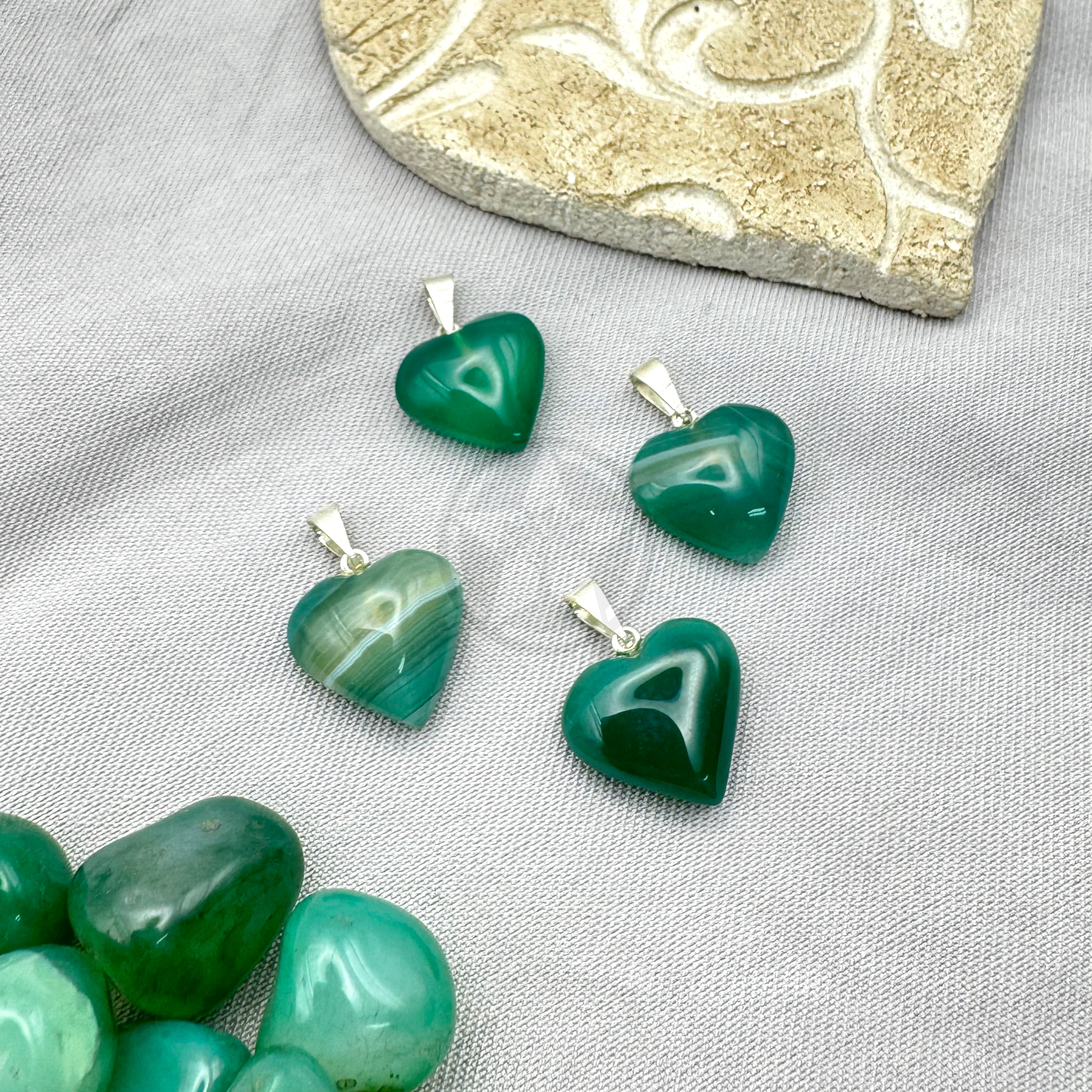 Dije Corazón Ágata Verde Mini 1