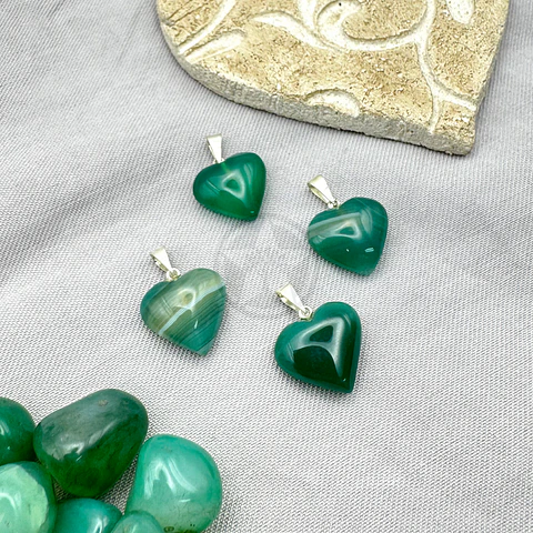 Dije Corazón Ágata Verde Mini