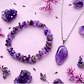 Combo Amatista Dije Y Pulsera - Miniatura 1