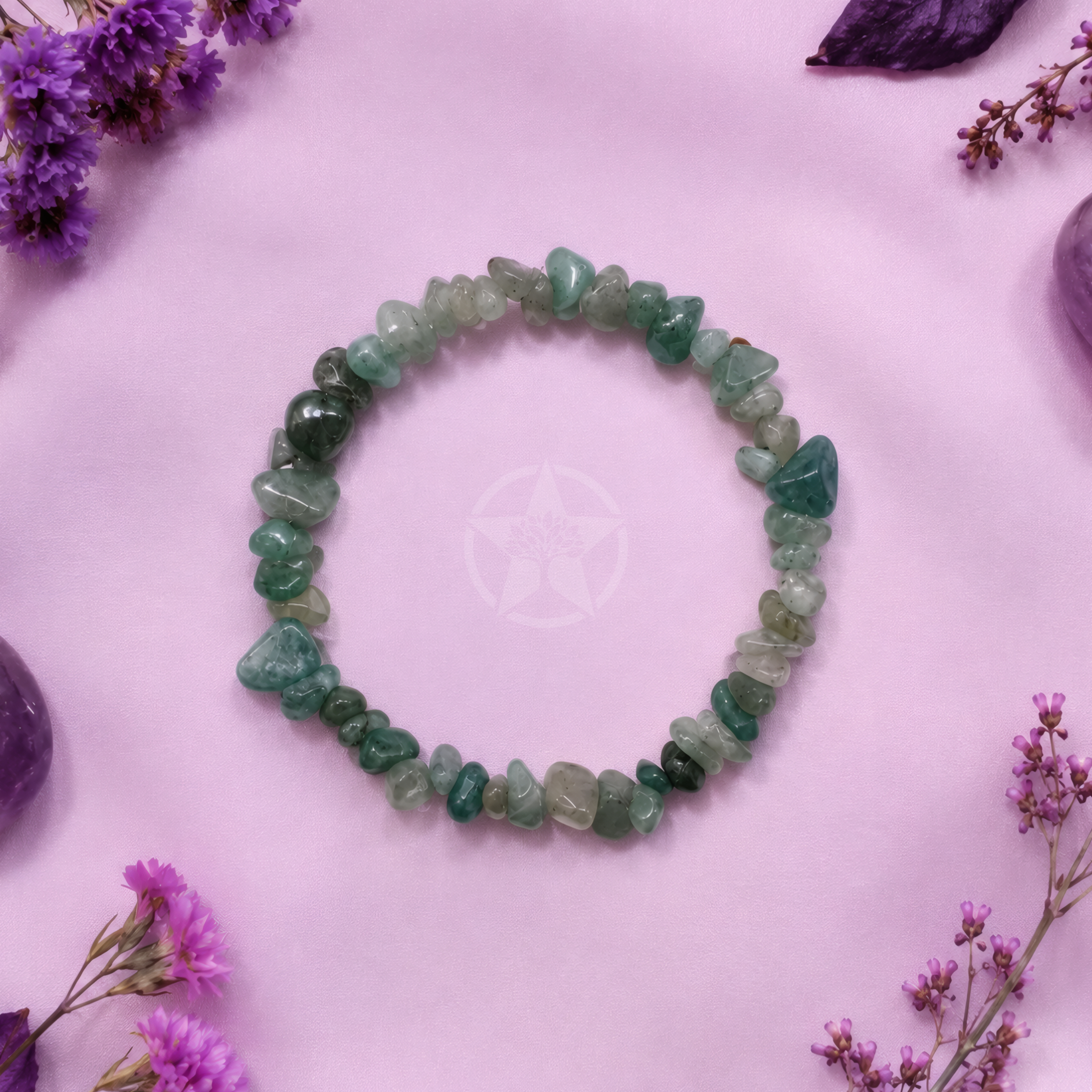 Pulsera Elastizada Piedra Cuarzo Verde 1