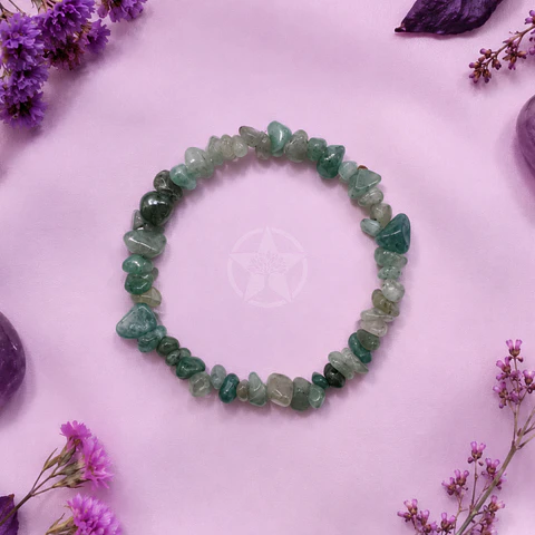 Pulsera Elastizada Piedra Cuarzo Verde