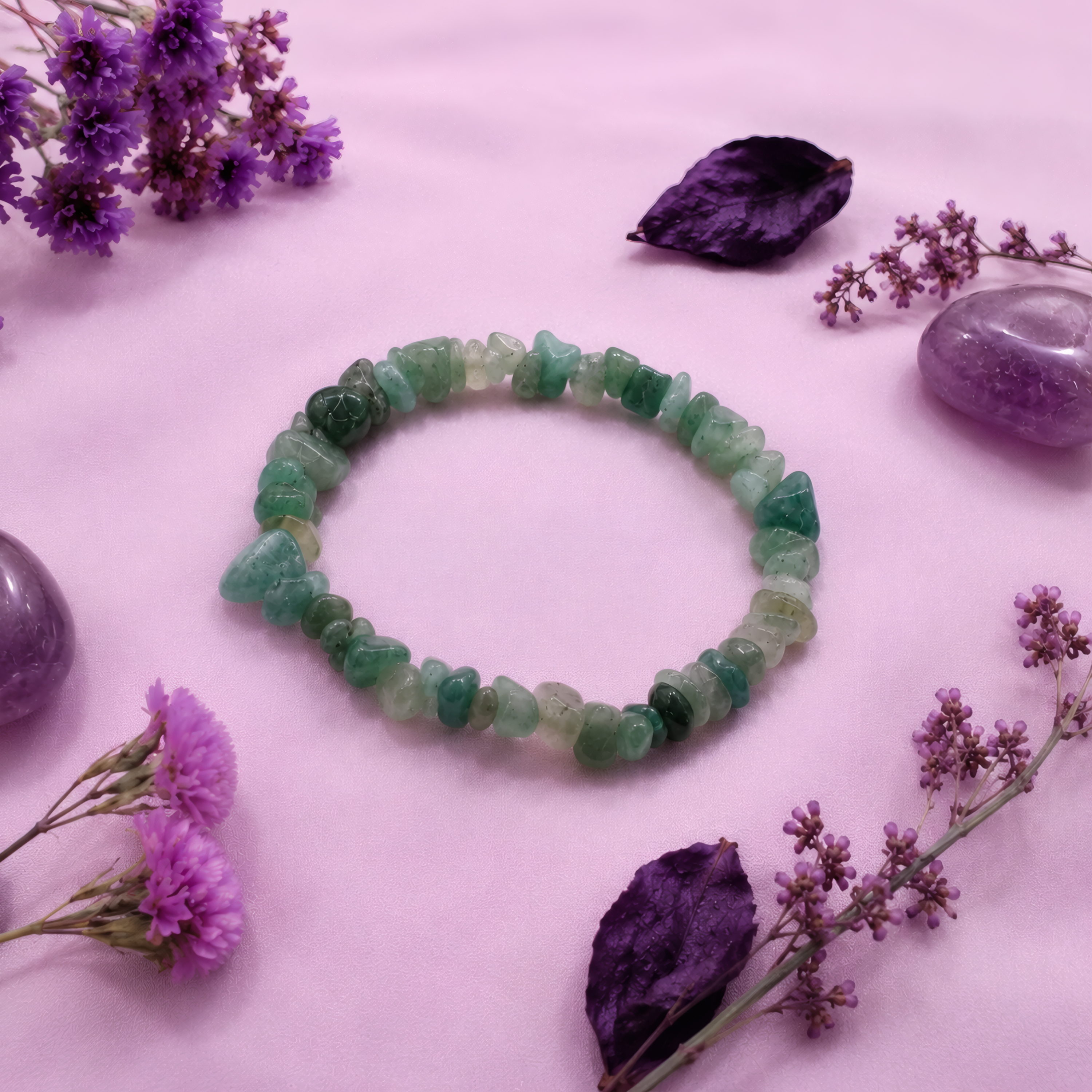 Pulsera Elastizada Piedra Cuarzo Verde 3