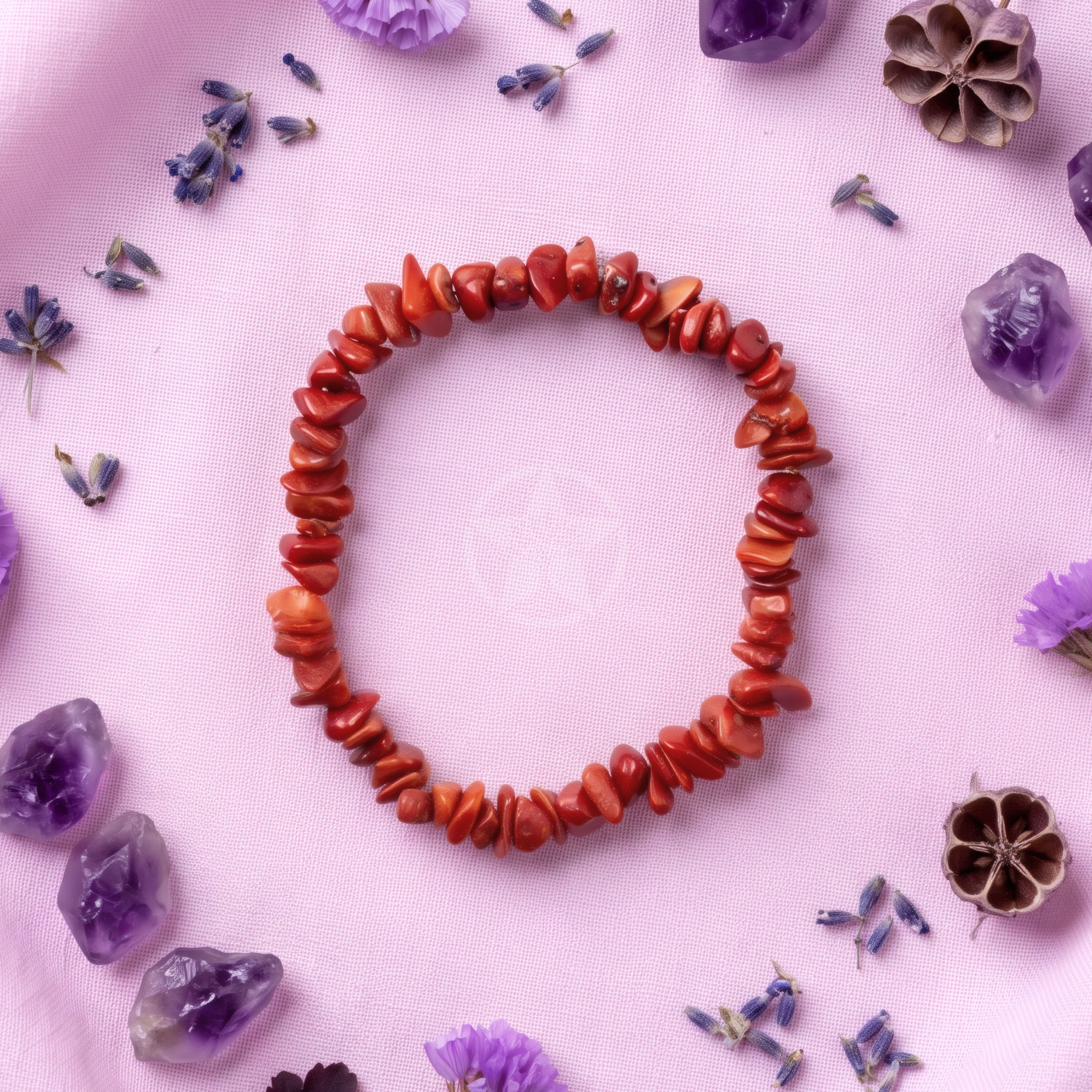 Pulsera Elastizada Coral Rojo 1