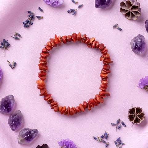 Pulsera Elastizada Coral Rojo