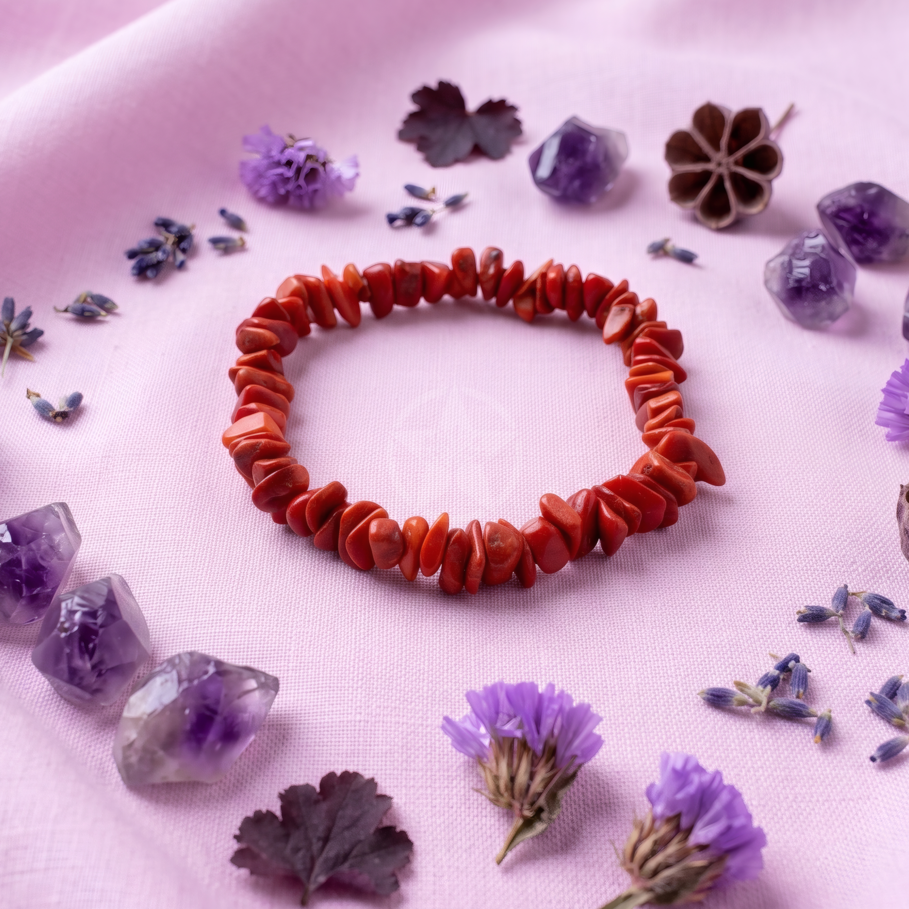 Pulsera Elastizada Coral Rojo 2