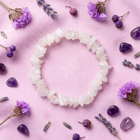 Pulsera Elastizada Cuarzo Blanco