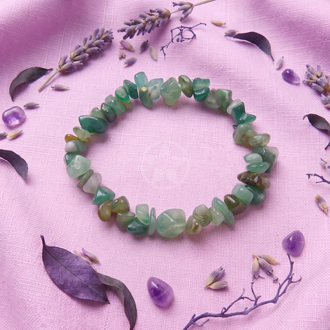 Pulsera Elastizada Piedra Ágata Verde