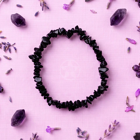 Pulsera Elastizada Piedra Obsidiana
