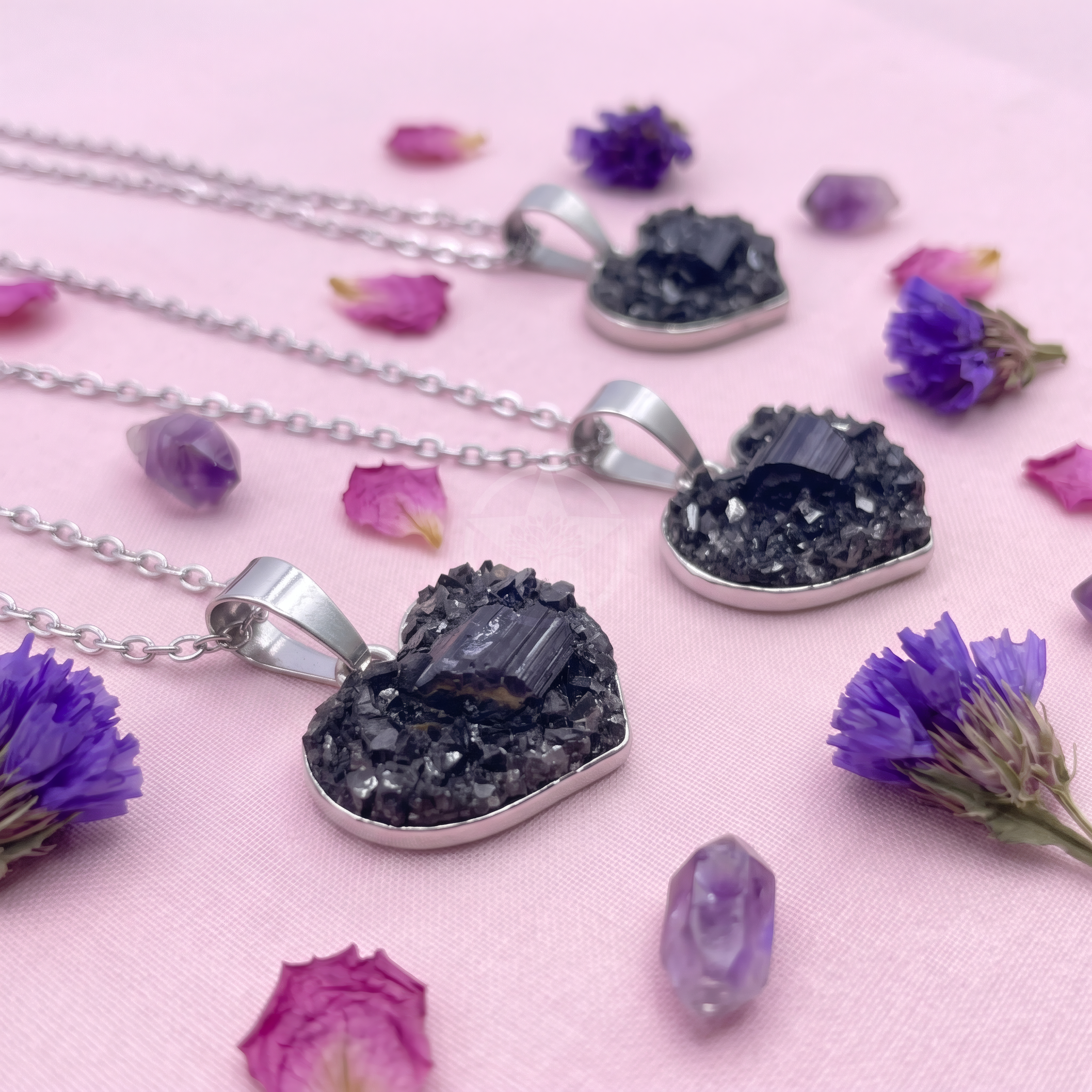 Collar Corazón De Protección Turmalina Negra 3