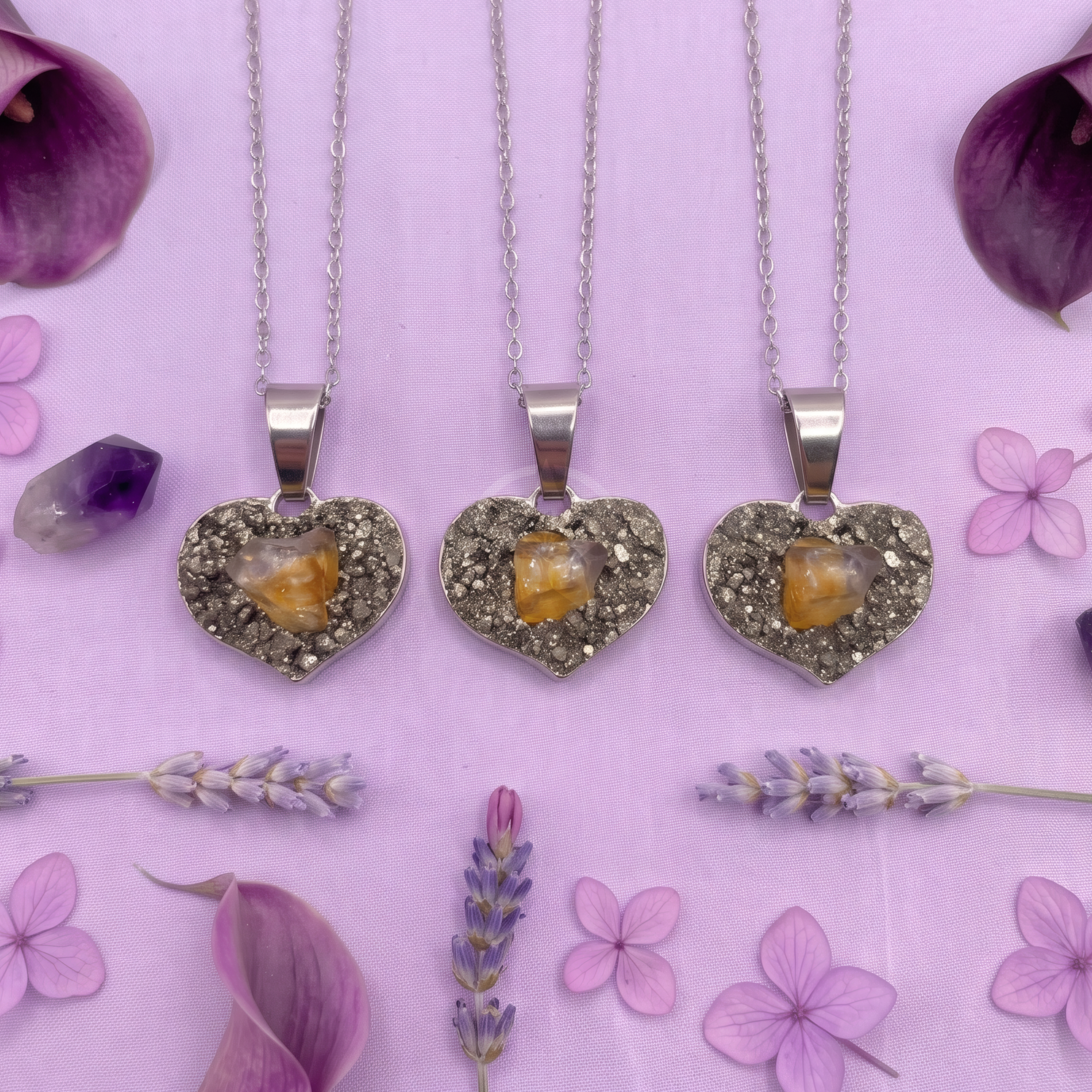 Collar Corazón De Abundancia Citrino Pirita 2
