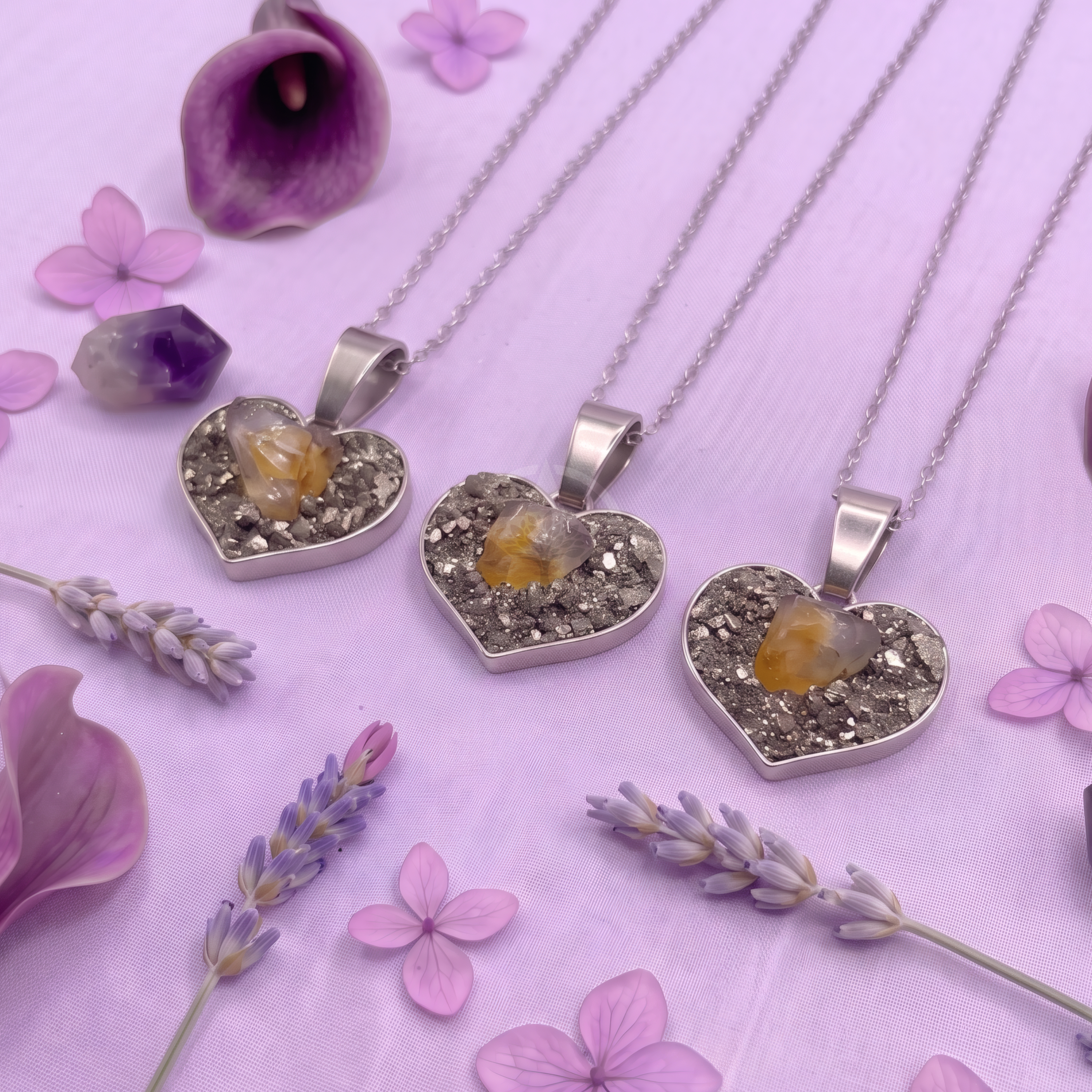 Collar Corazón De Abundancia Citrino Pirita 3