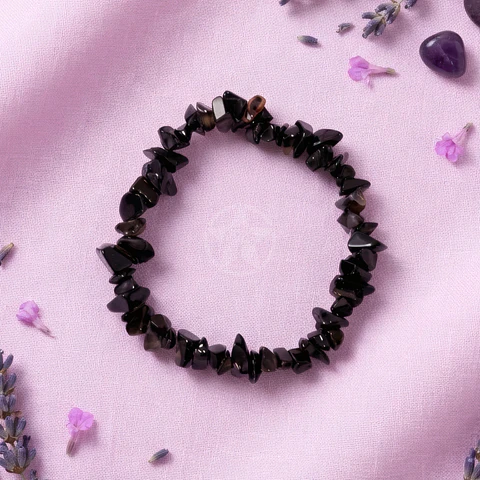Pulsera Elastizada Piedra Ágata Negra