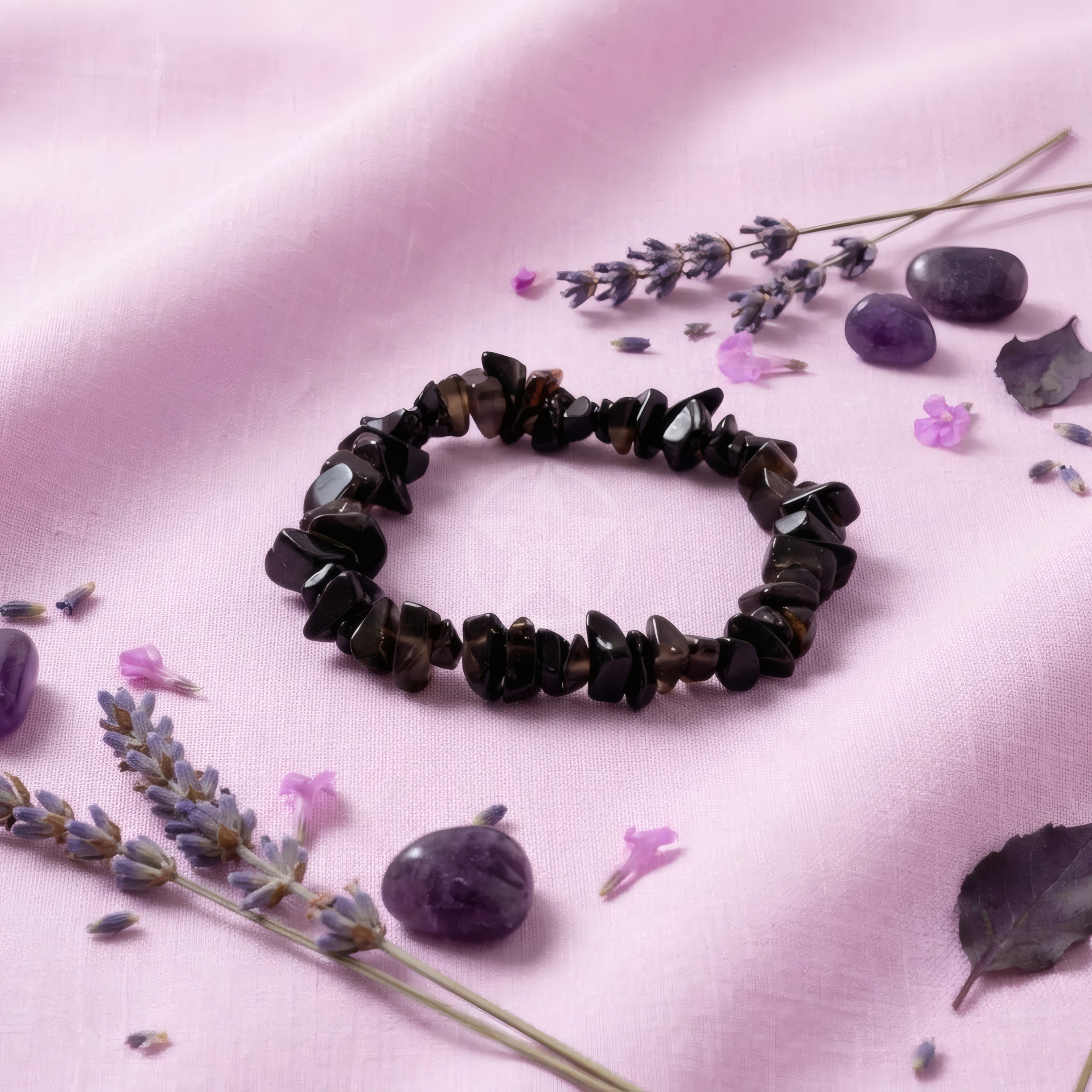 Pulsera Elastizada Piedra Ágata Negra 2