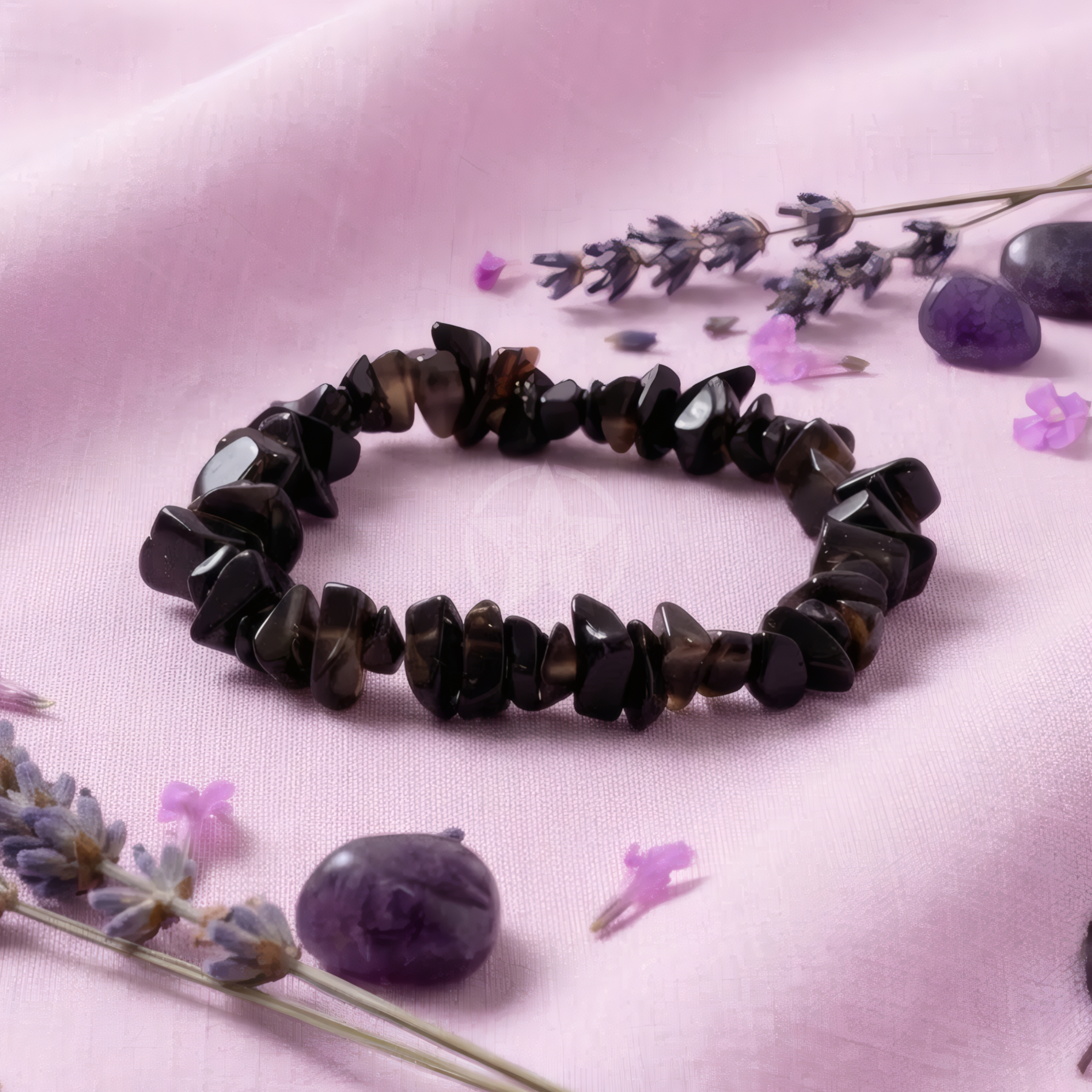 Pulsera Elastizada Piedra Ágata Negra 3