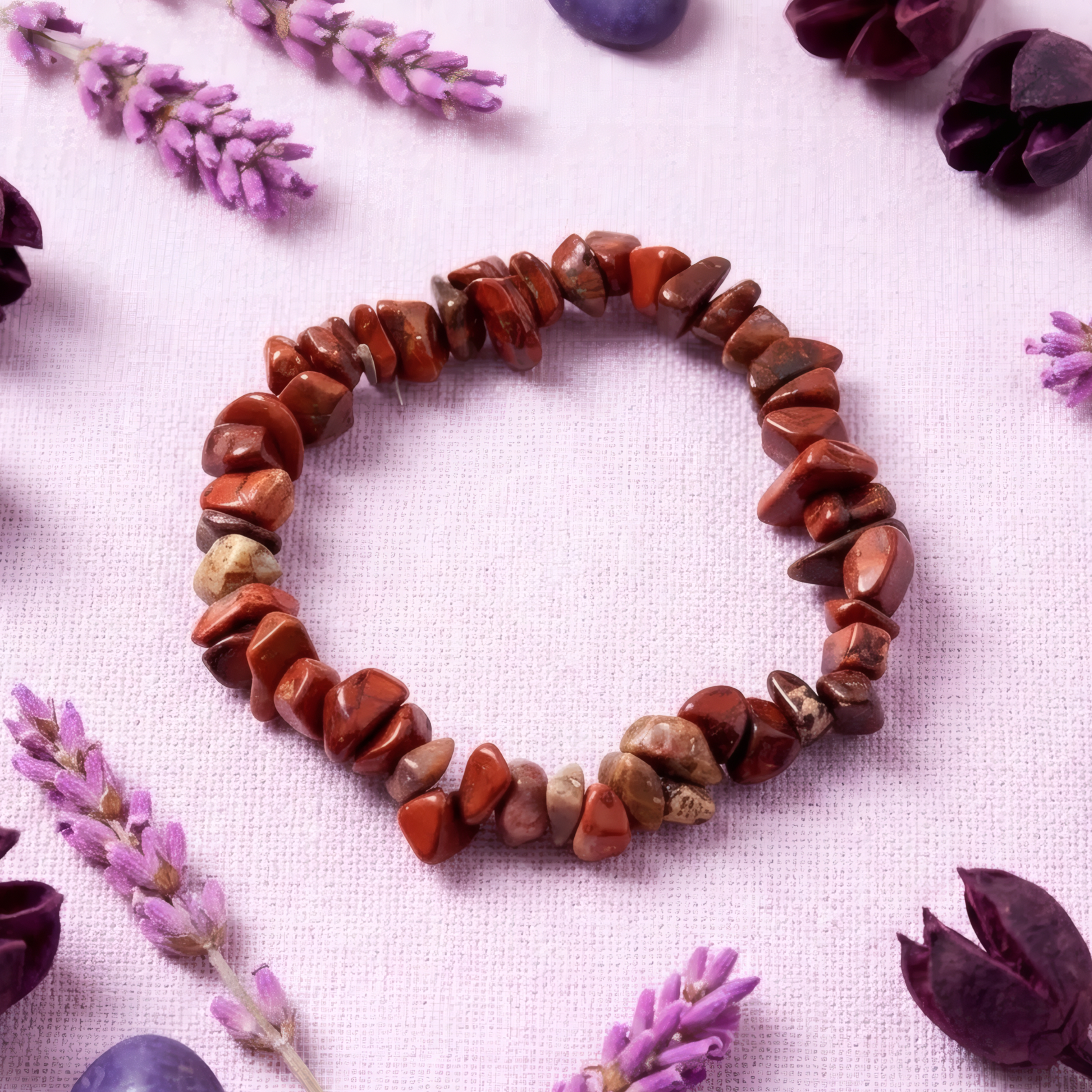 Pulsera Elastizada Piedra Jaspe Rojo 1