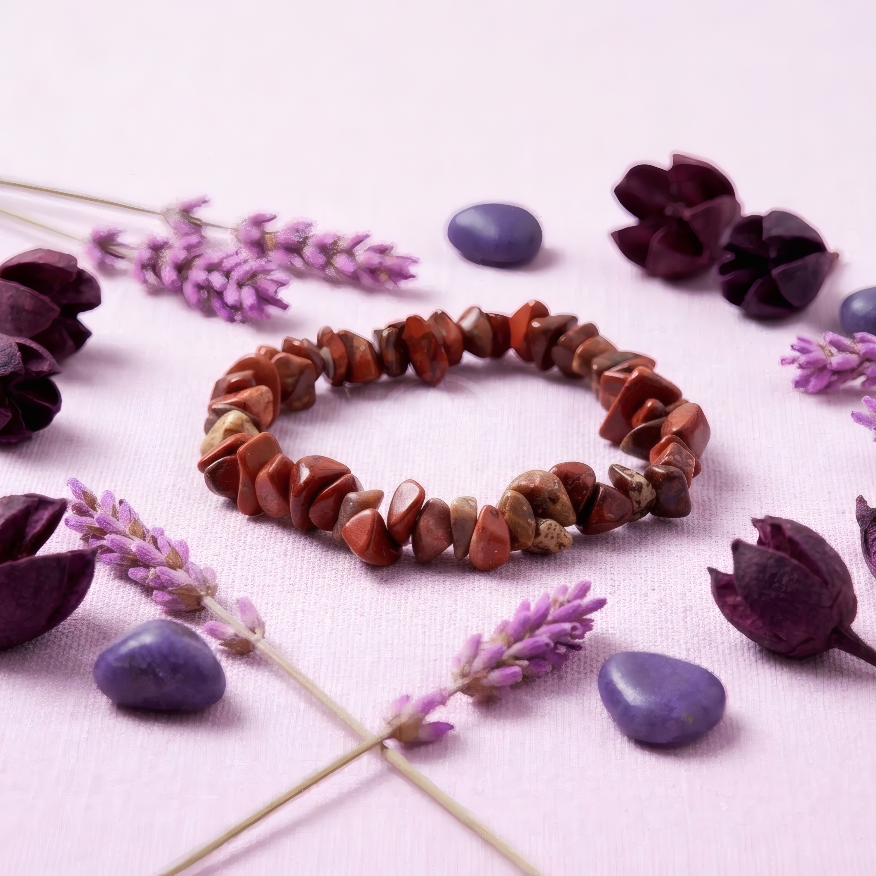 Pulsera Elastizada Piedra Jaspe Rojo 2