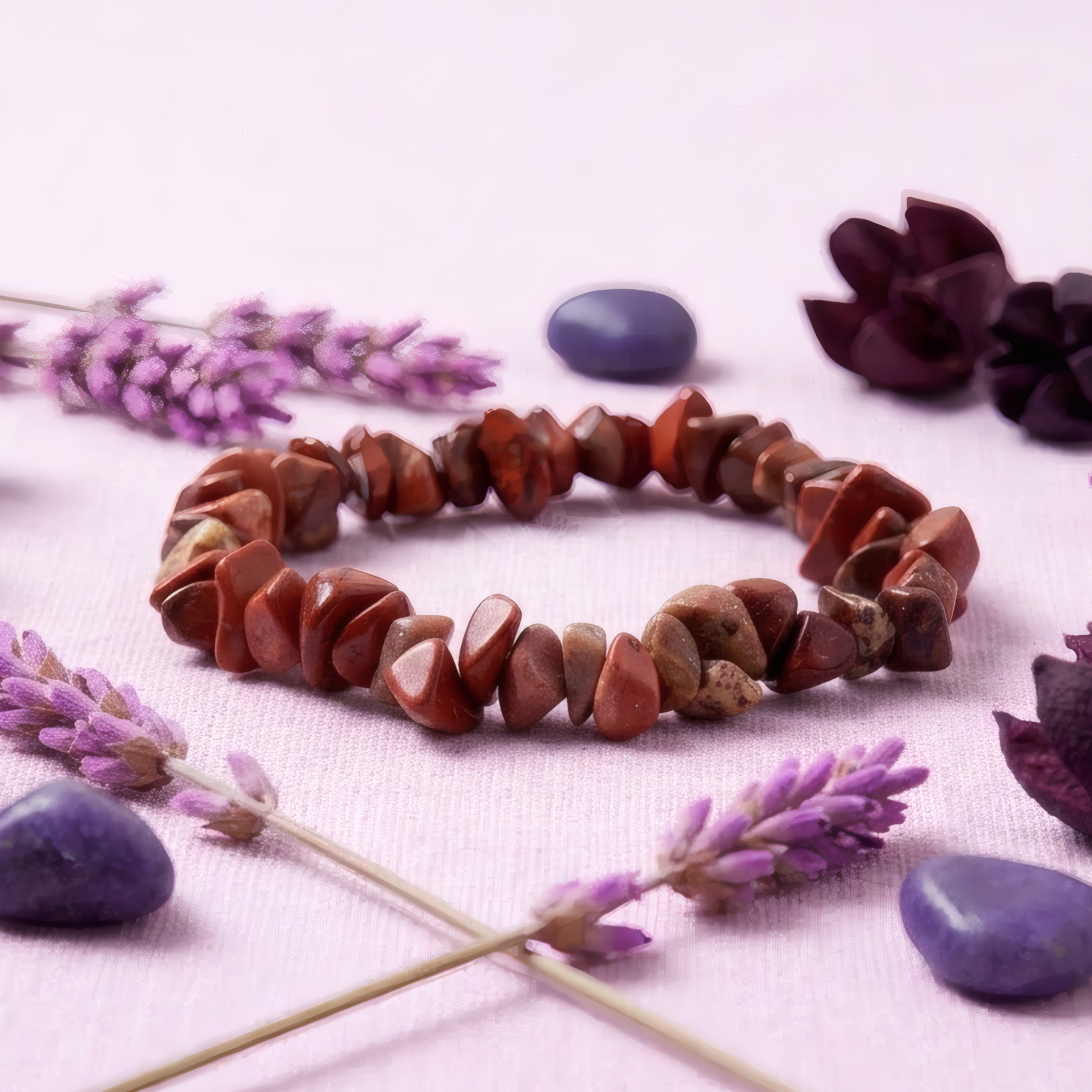 Pulsera Elastizada Piedra Jaspe Rojo 3