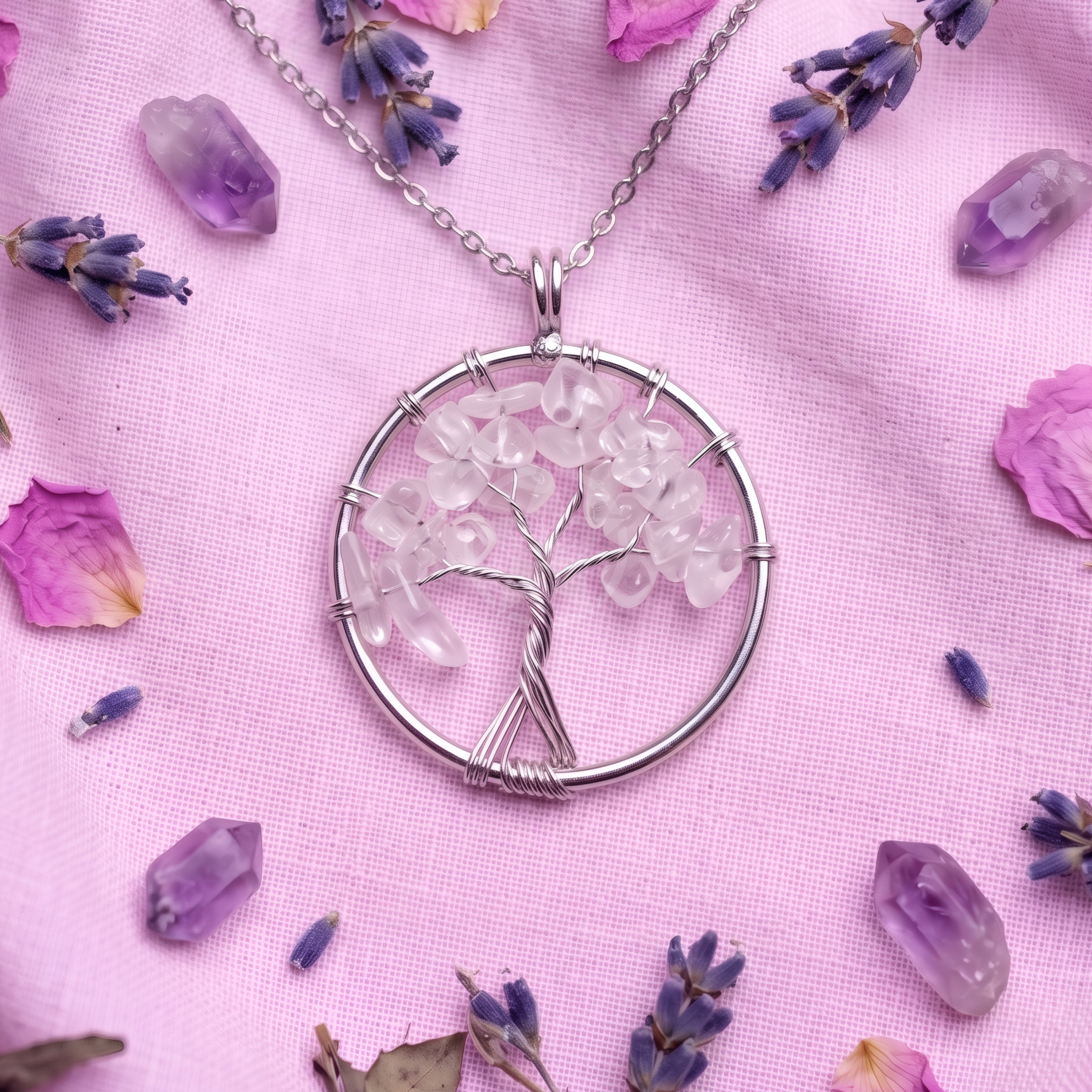 Dije Árbol De La Vida De Cuarzo Cristal 1