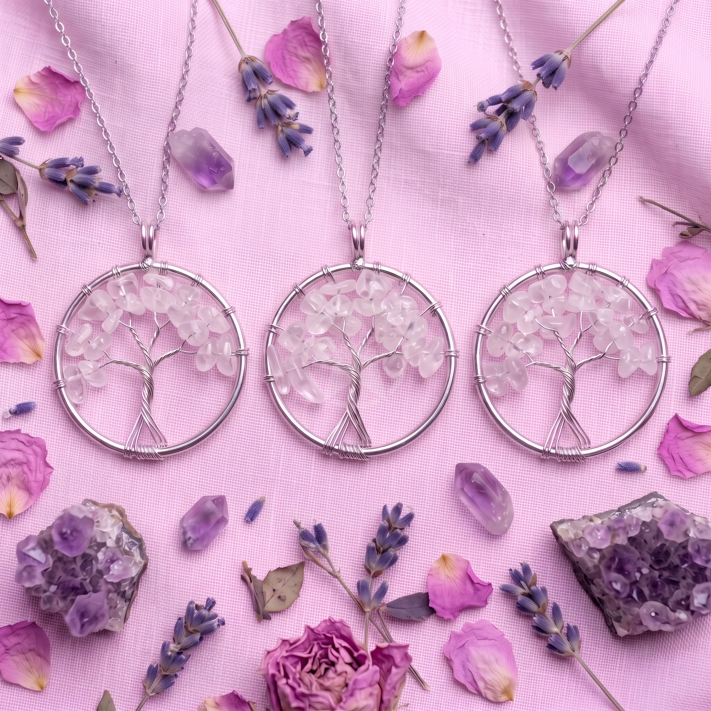 Dije Árbol De La Vida De Cuarzo Cristal 2