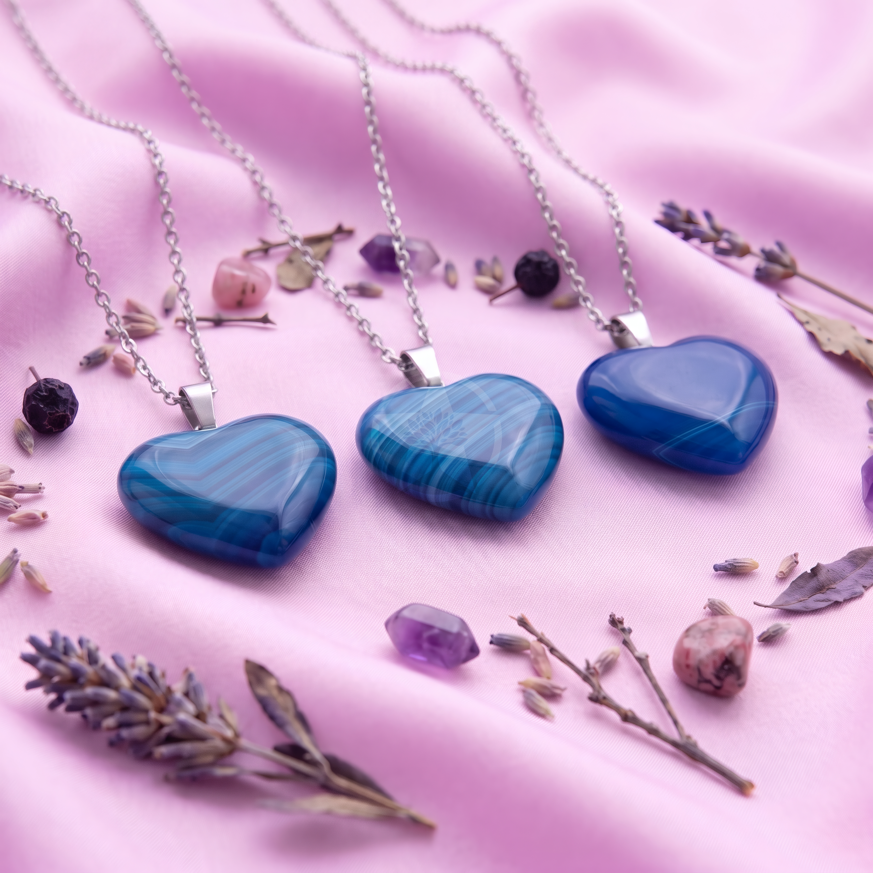 Dije Corazón Ágata Azul Mini 3