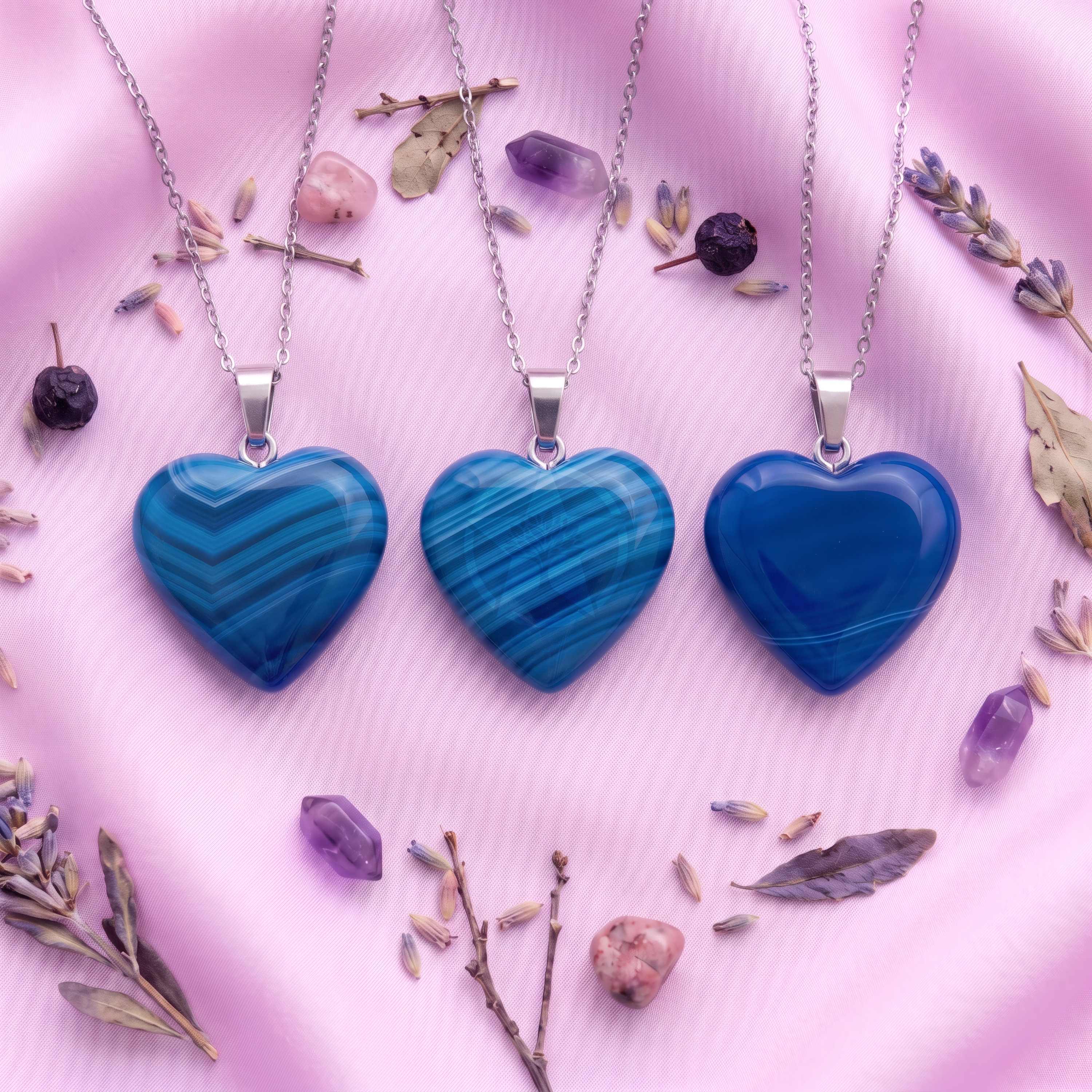 Dije Corazón Ágata Azul Mini 2
