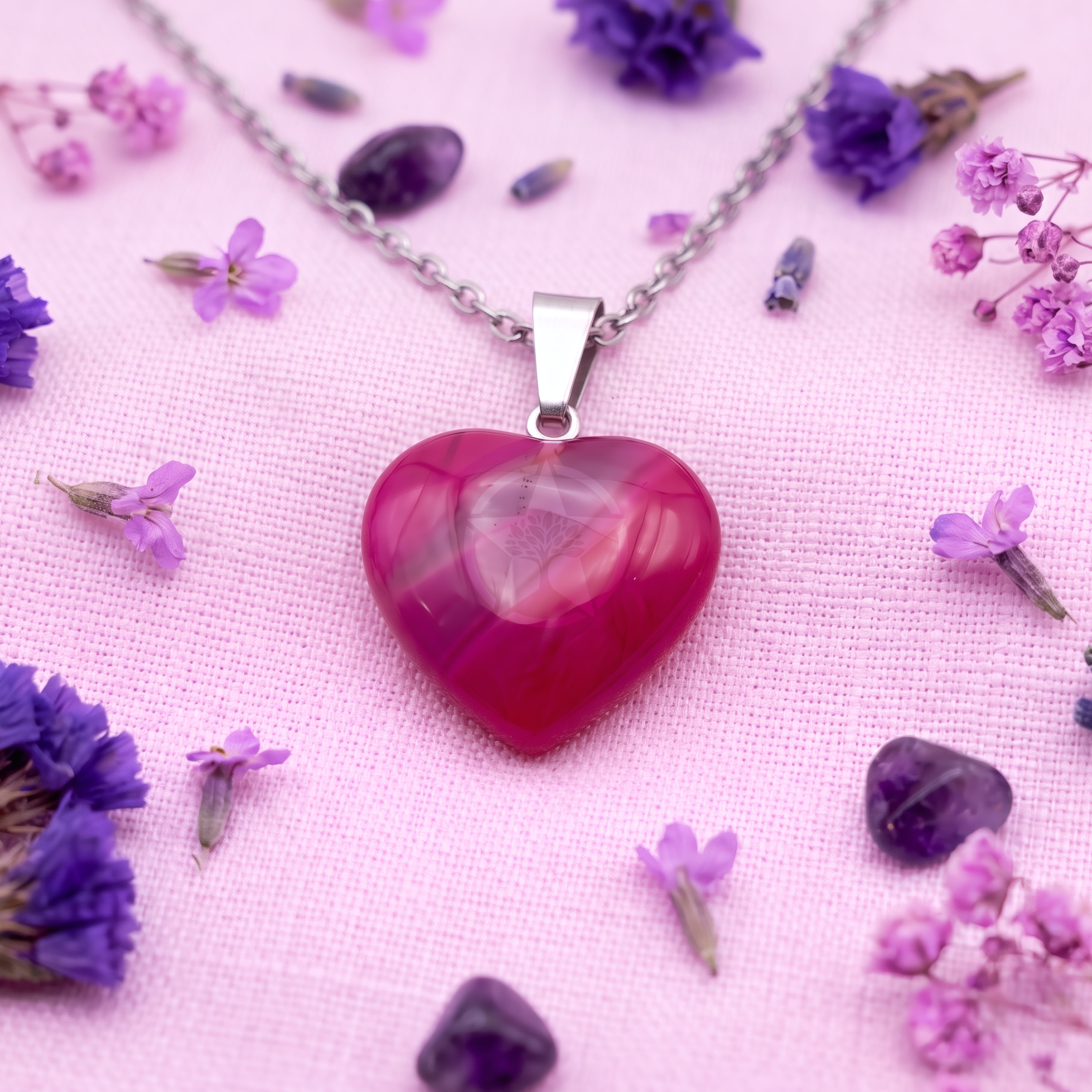 Dije Corazón Ágata Rosa Mini 1