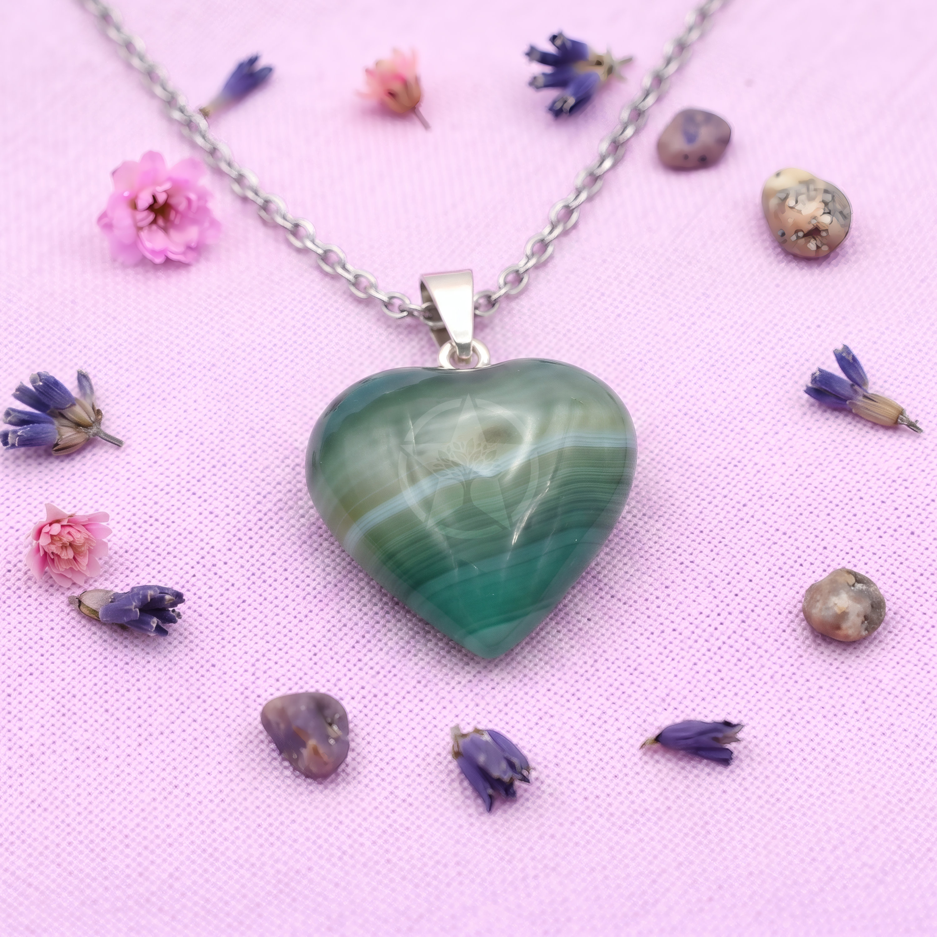 Dije Corazón Ágata Verde Mini 1